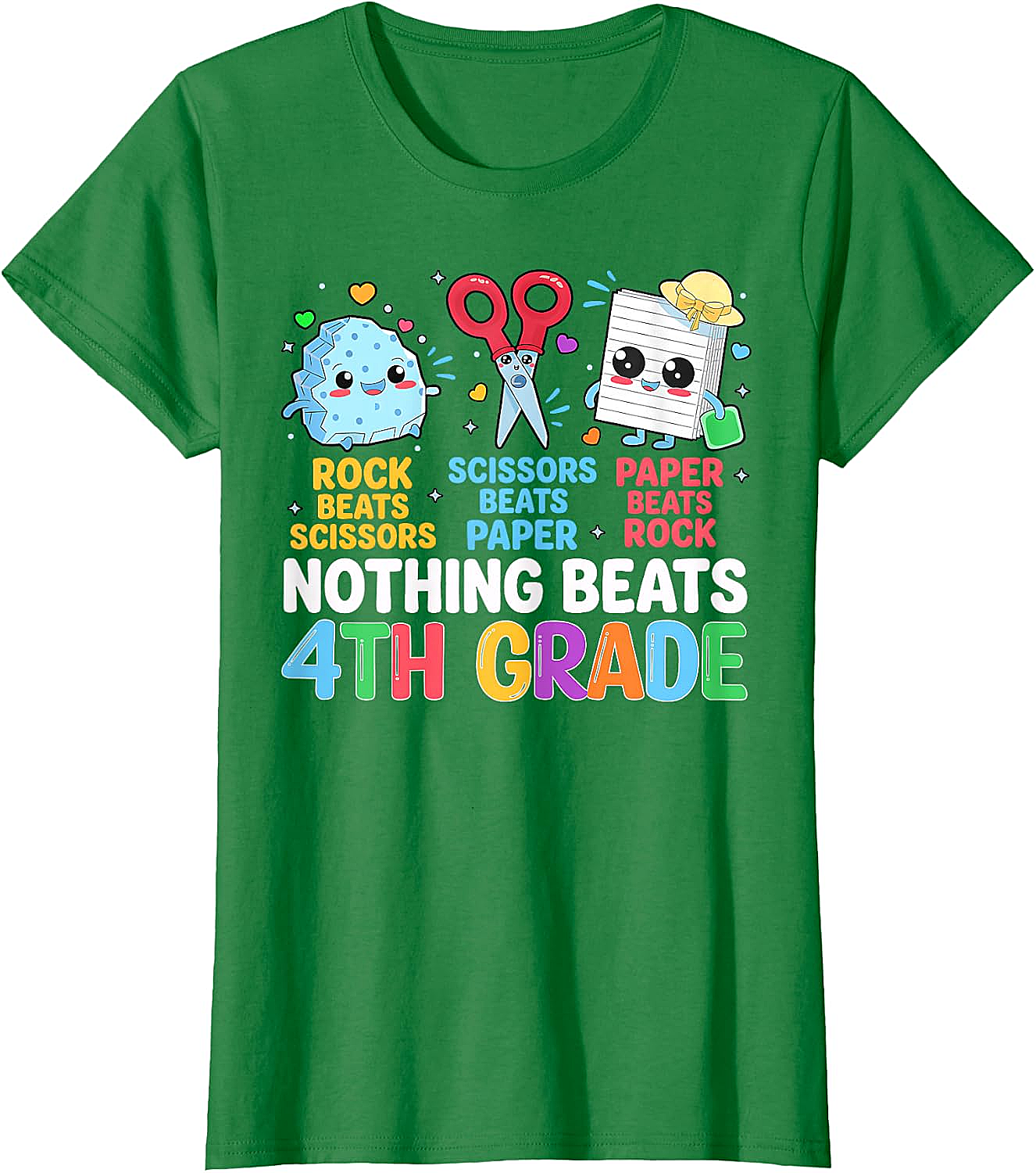 Back to School Rock Paper Scissors 4th Grade T-Shirt