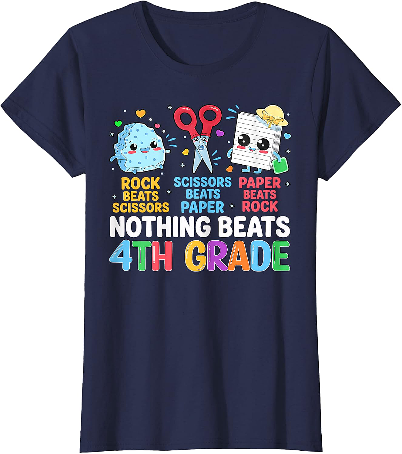 Back to School Rock Paper Scissors 4th Grade T-Shirt