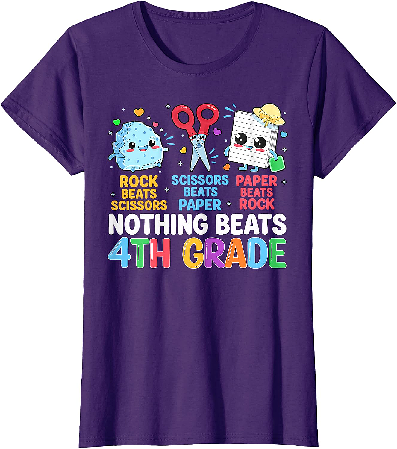 Back to School Rock Paper Scissors 4th Grade T-Shirt