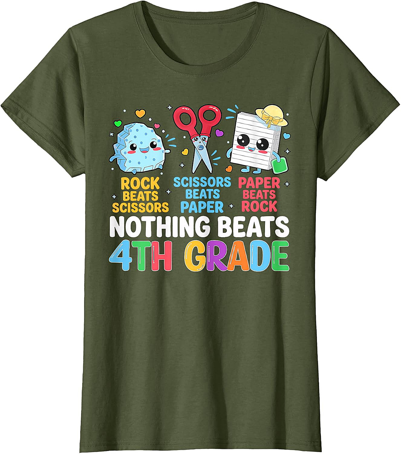 Back to School Rock Paper Scissors 4th Grade T-Shirt