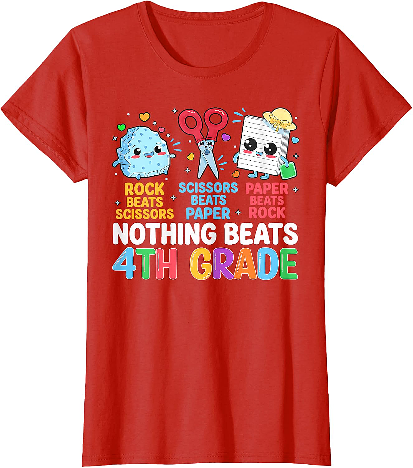 Back to School Rock Paper Scissors 4th Grade T-Shirt