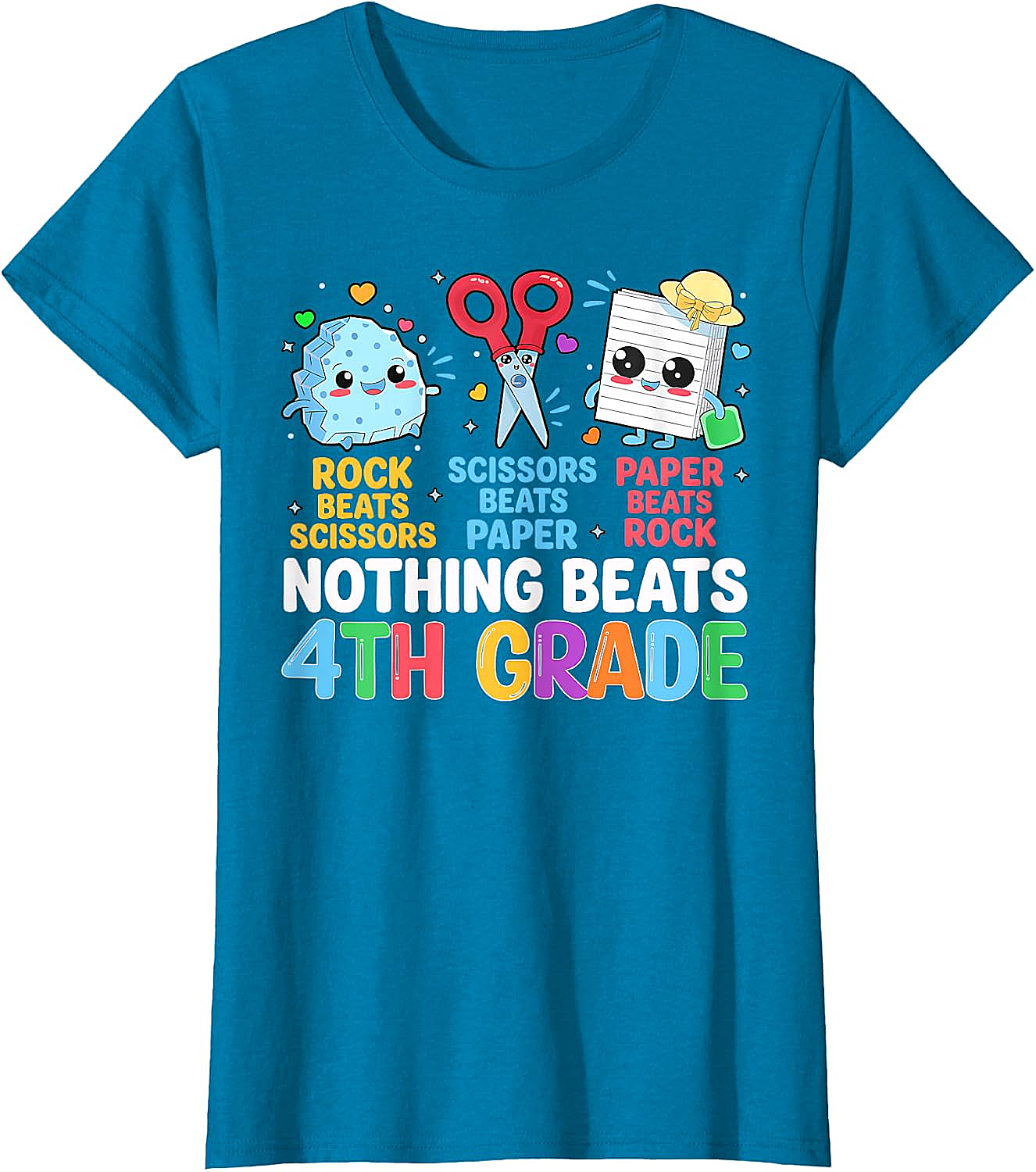 Back to School Rock Paper Scissors 4th Grade T-Shirt