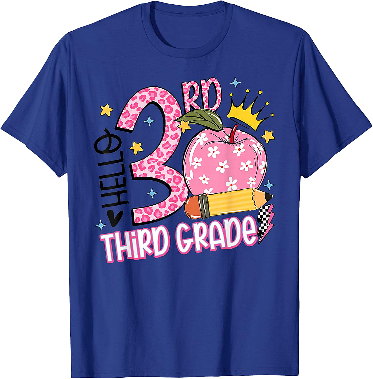  Hello 3rd Third Grade Back to School Pink Leopard T-Shirt