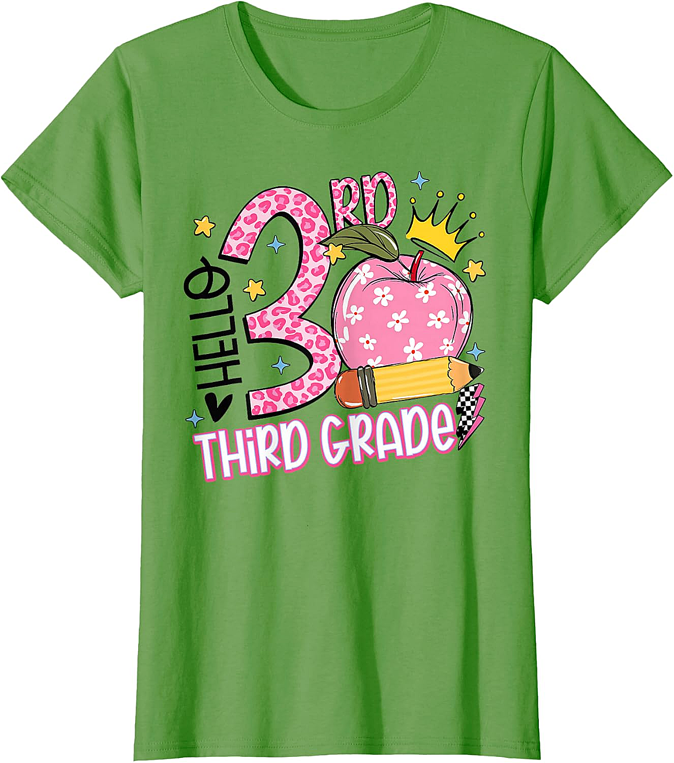  Hello 3rd Third Grade Back to School Pink Leopard T-Shirt