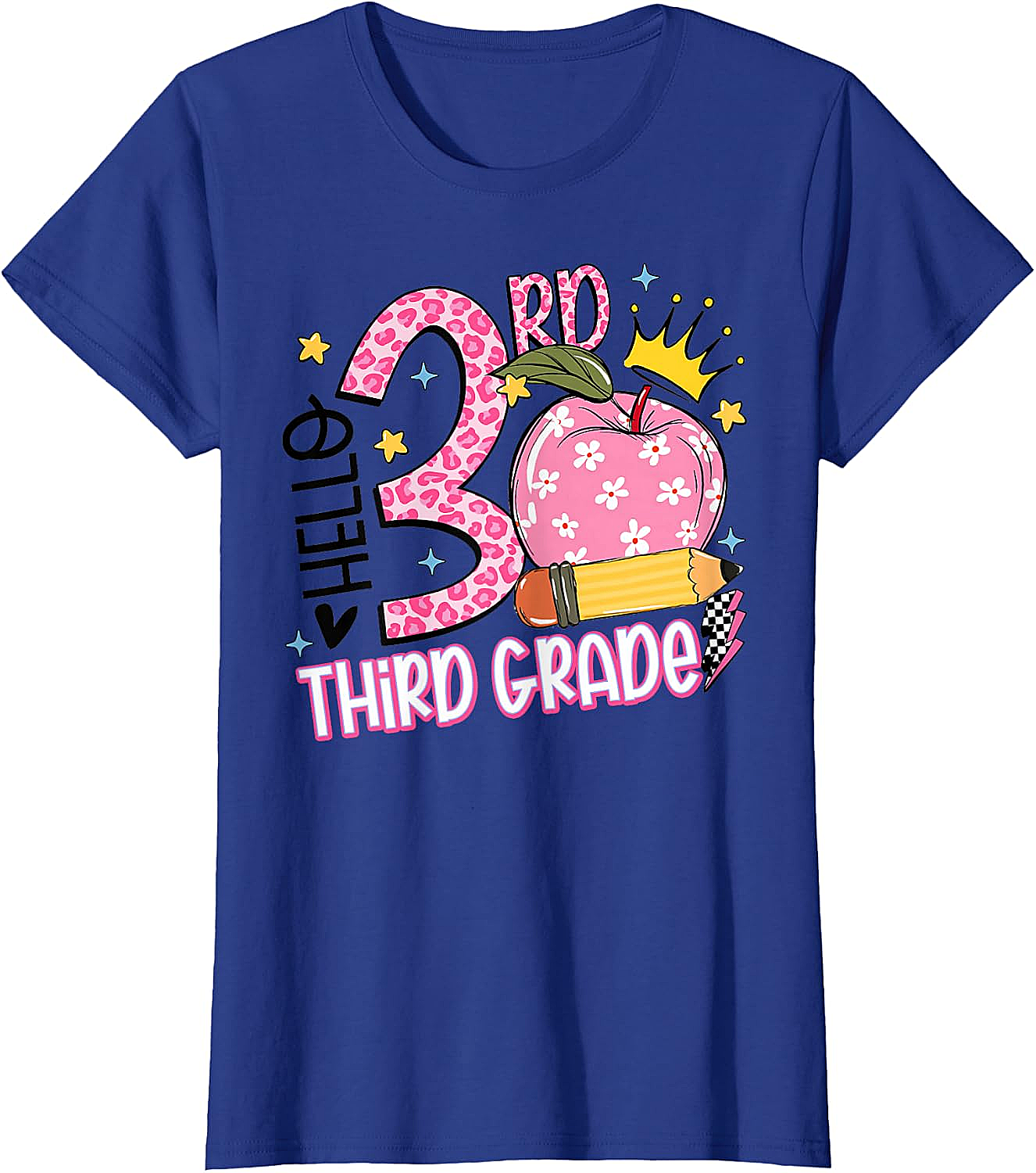  Hello 3rd Third Grade Back to School Pink Leopard T-Shirt