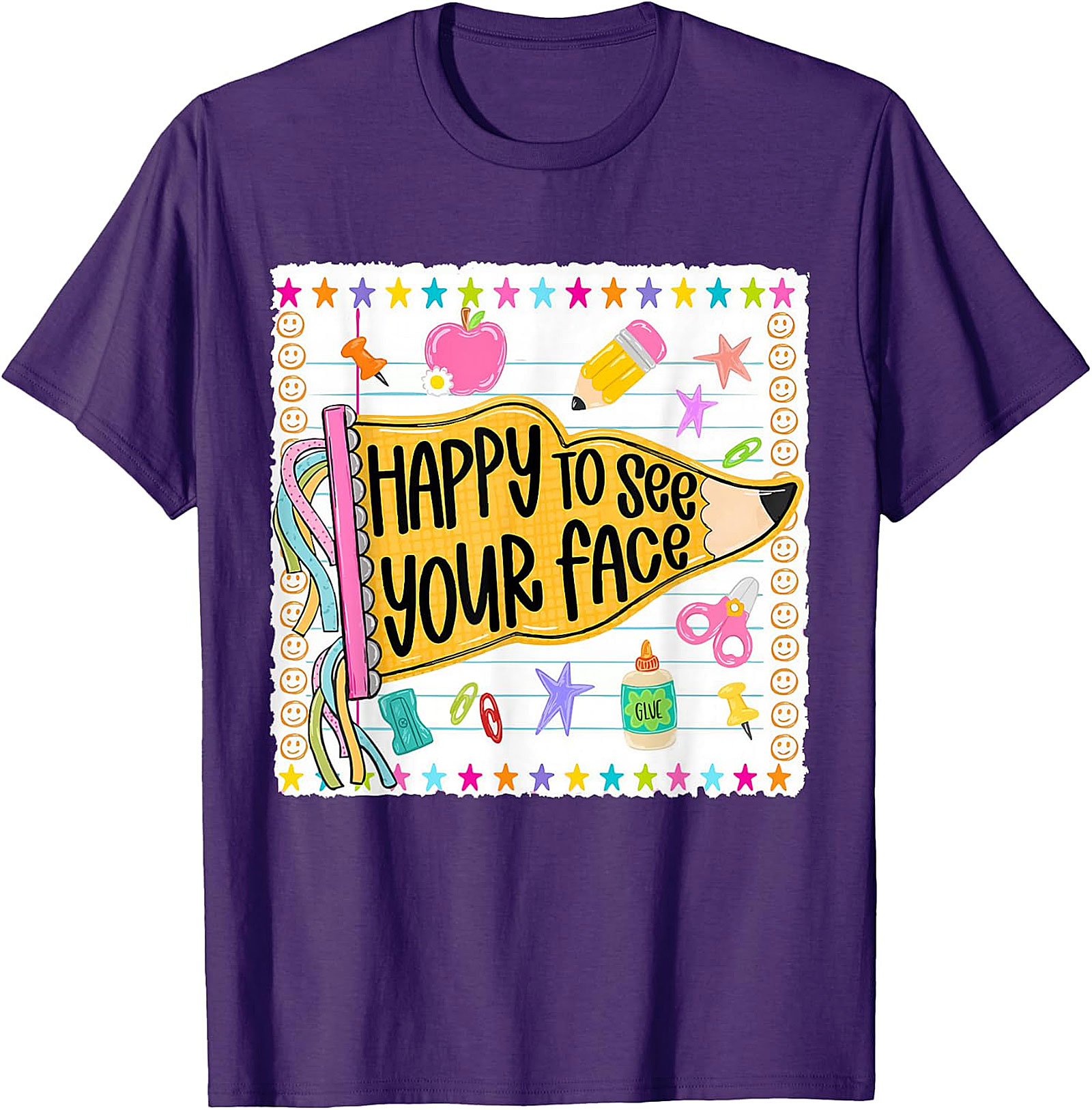 Happy to See Your Face Teacher T-Shirt | Back to School Tee