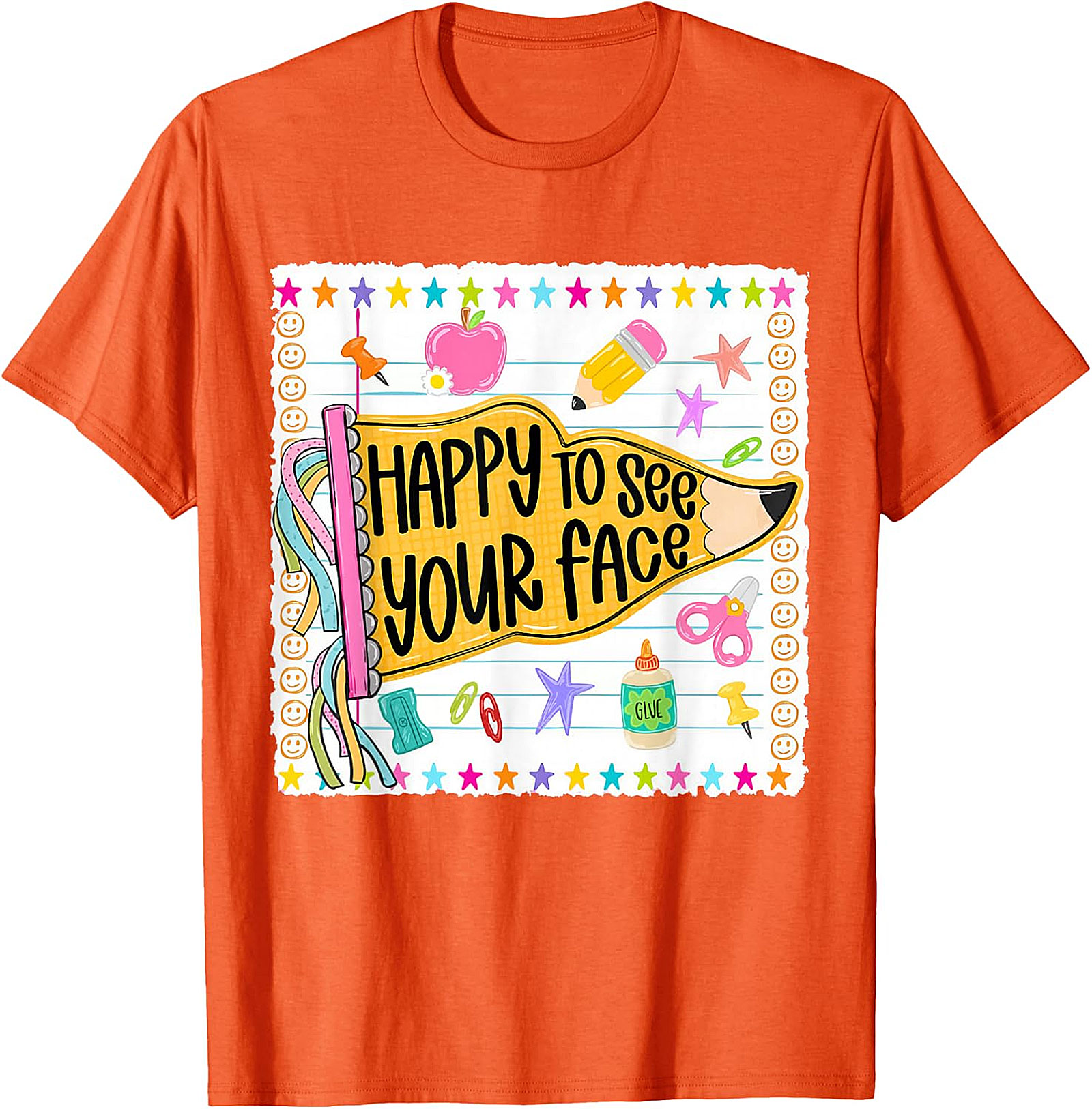 Happy to See Your Face Teacher T-Shirt | Back to School Tee