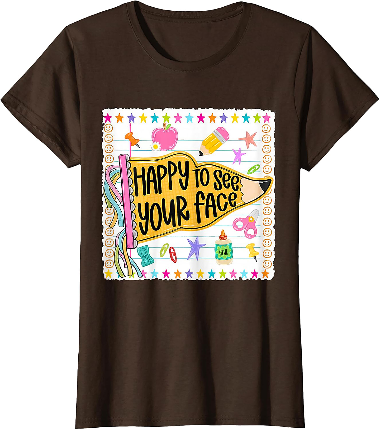 Happy to See Your Face Teacher T-Shirt | Back to School Tee