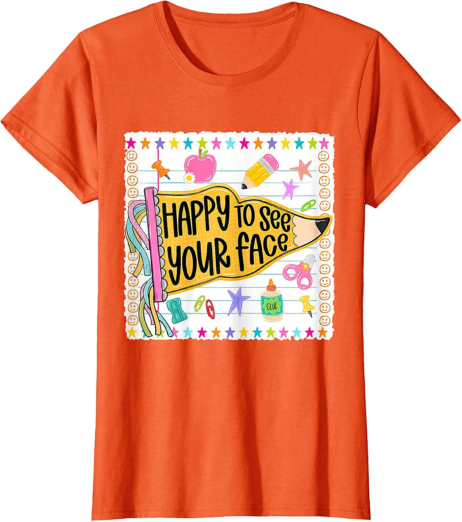 Happy to See Your Face Teacher T-Shirt | Back to School Tee