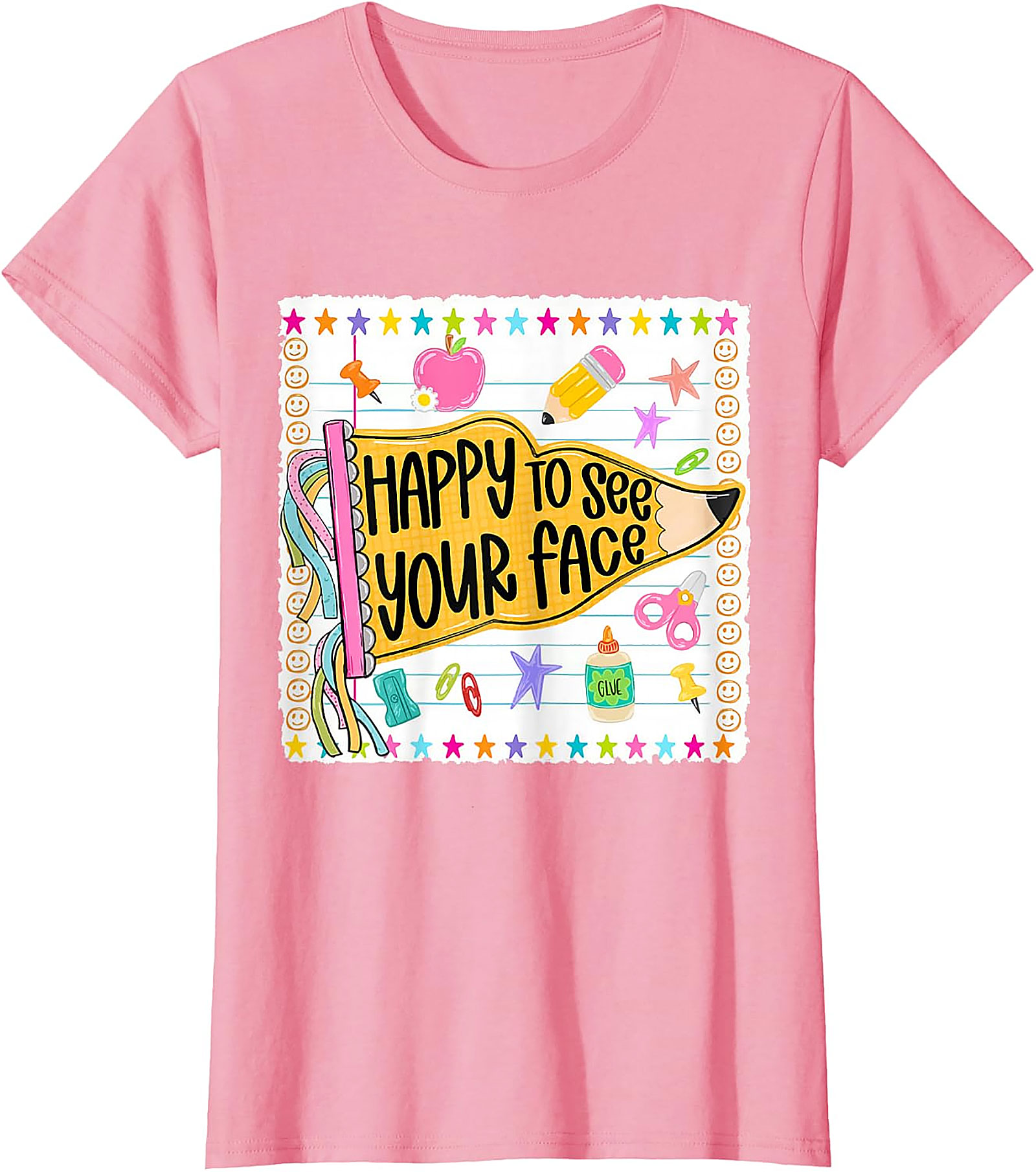 Happy to See Your Face Teacher T-Shirt | Back to School Tee