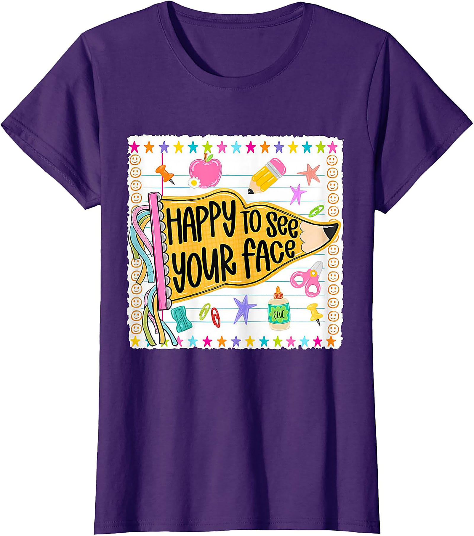 Happy to See Your Face Teacher T-Shirt | Back to School Tee