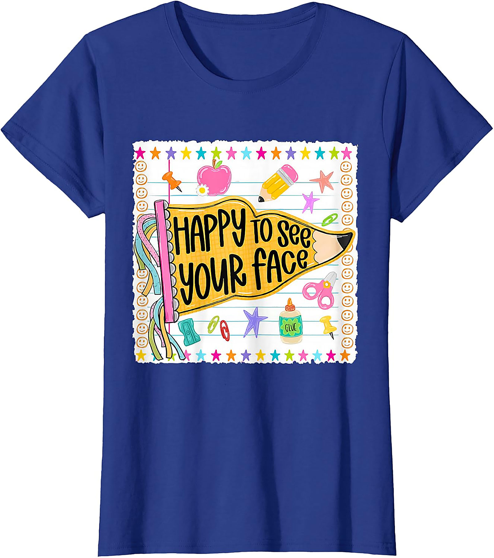 Happy to See Your Face Teacher T-Shirt | Back to School Tee