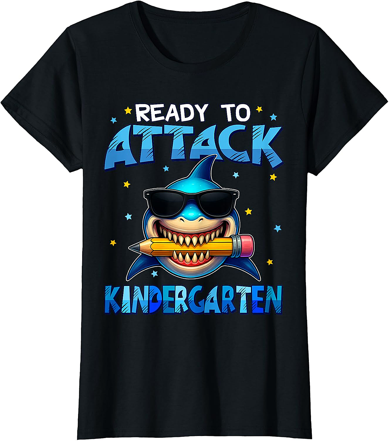  Ready to Attack Kindergarten Shark T-Shirt - Boys First Day
