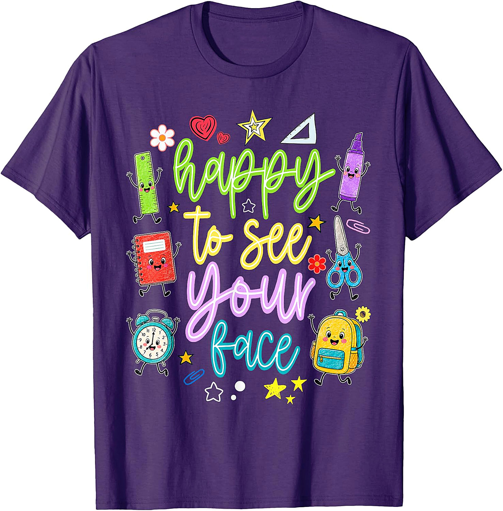 Happy to See Your Face Teacher T-Shirt | Back to School