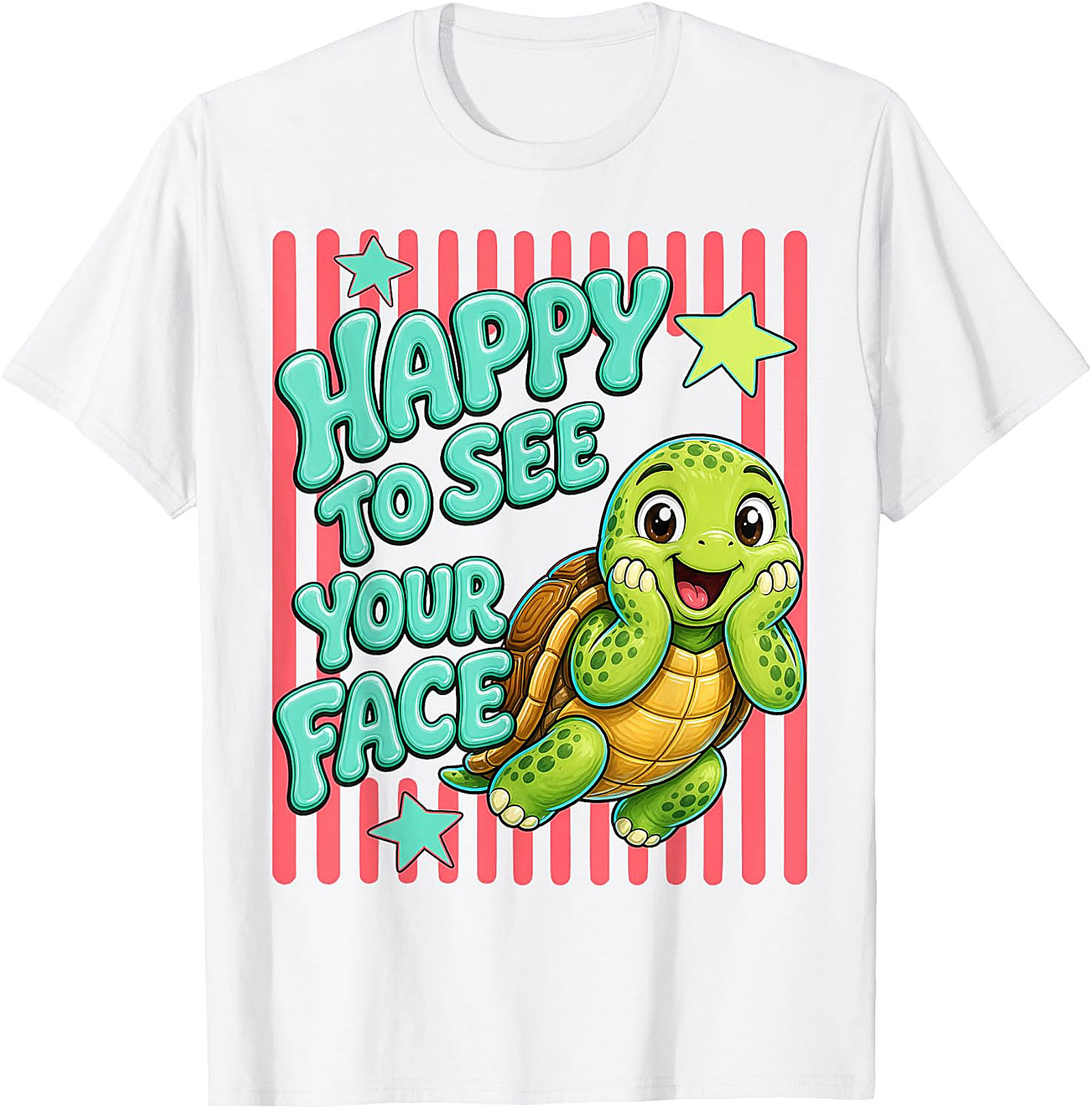 Happy to See Your Face T-Shirt | Cute Teacher Turtle Tee