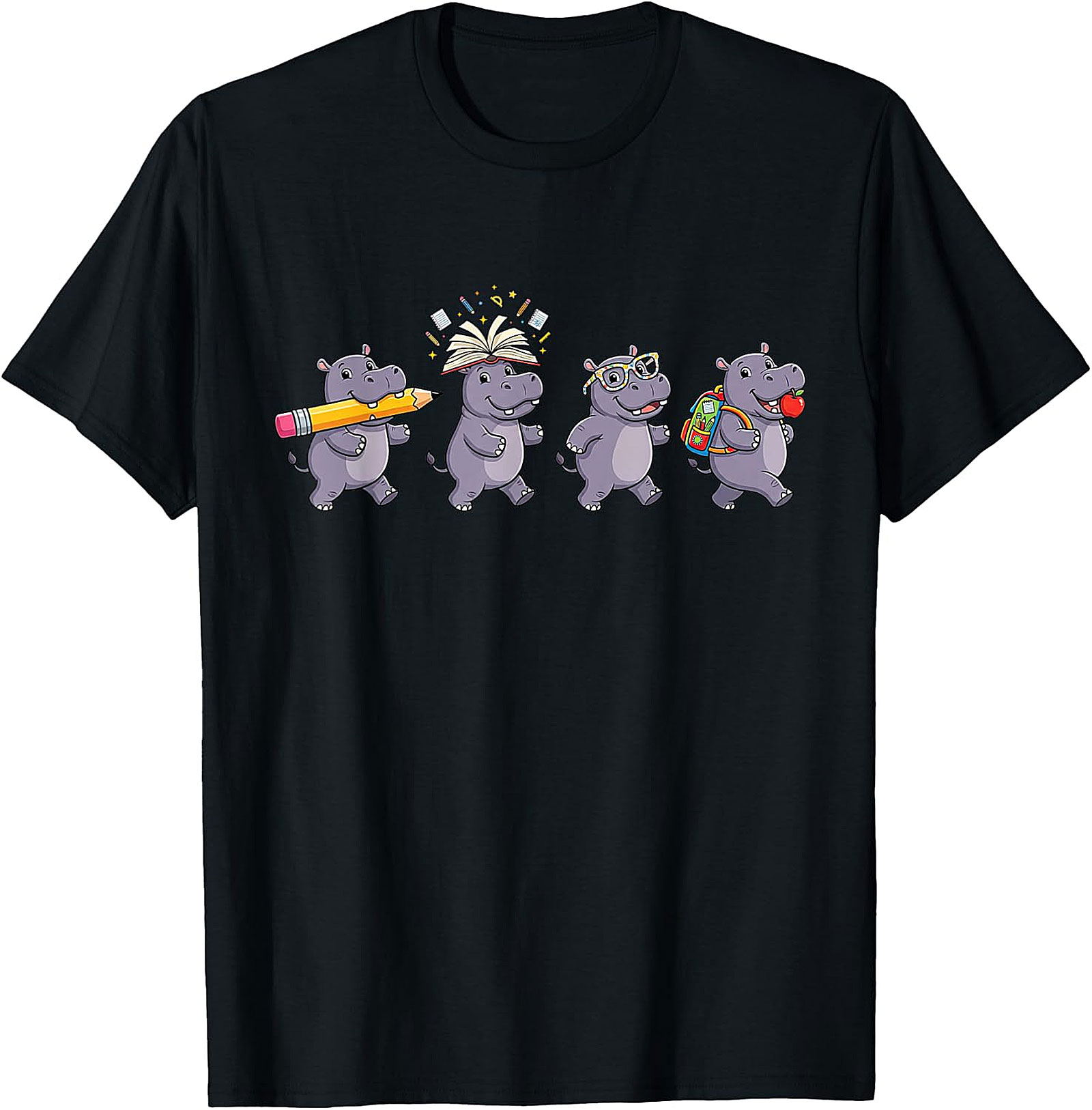 Funny Hippo Back to School T-Shirt | Teacher Student Gift