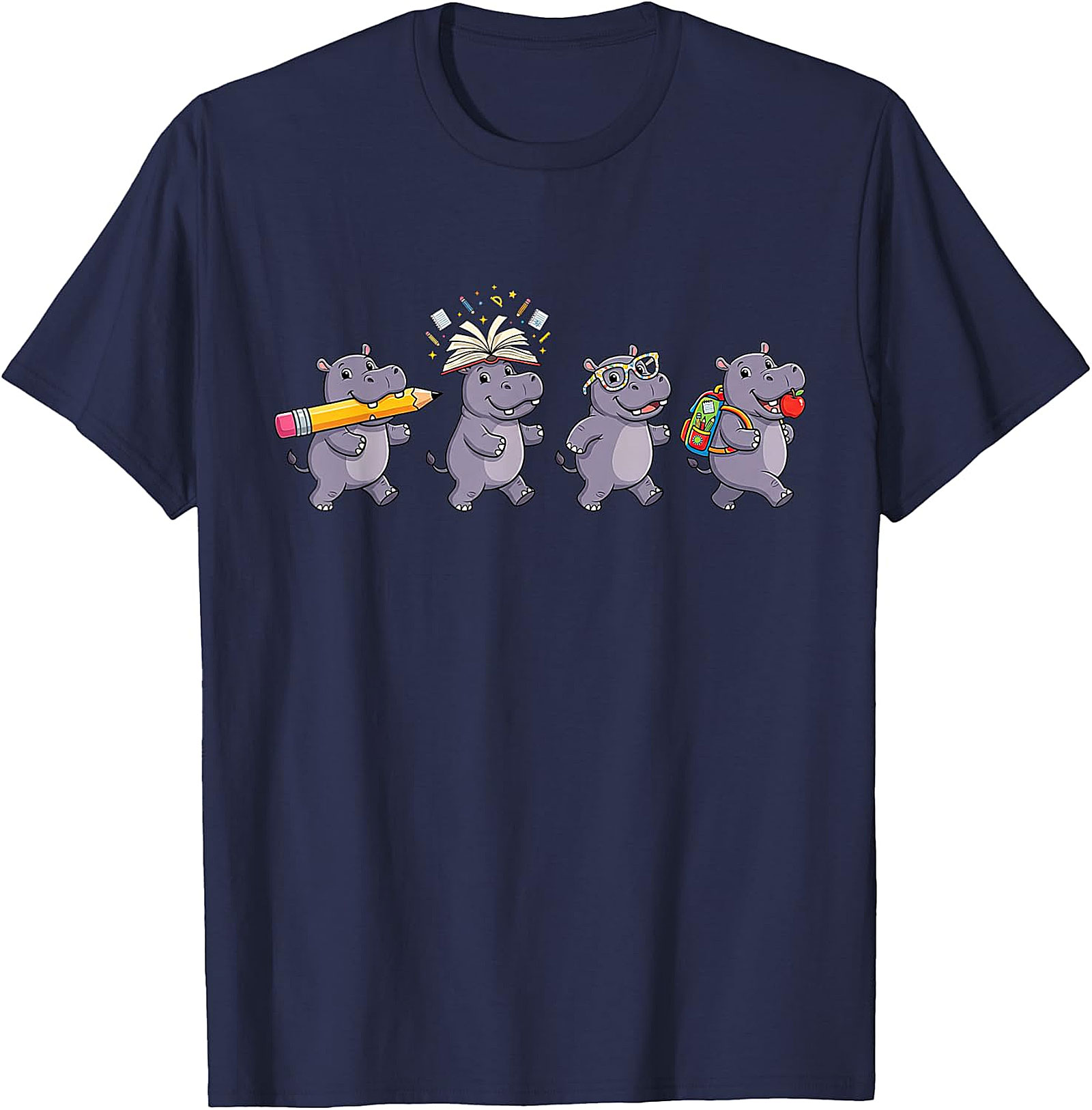 Funny Hippo Back to School T-Shirt | Teacher Student Gift