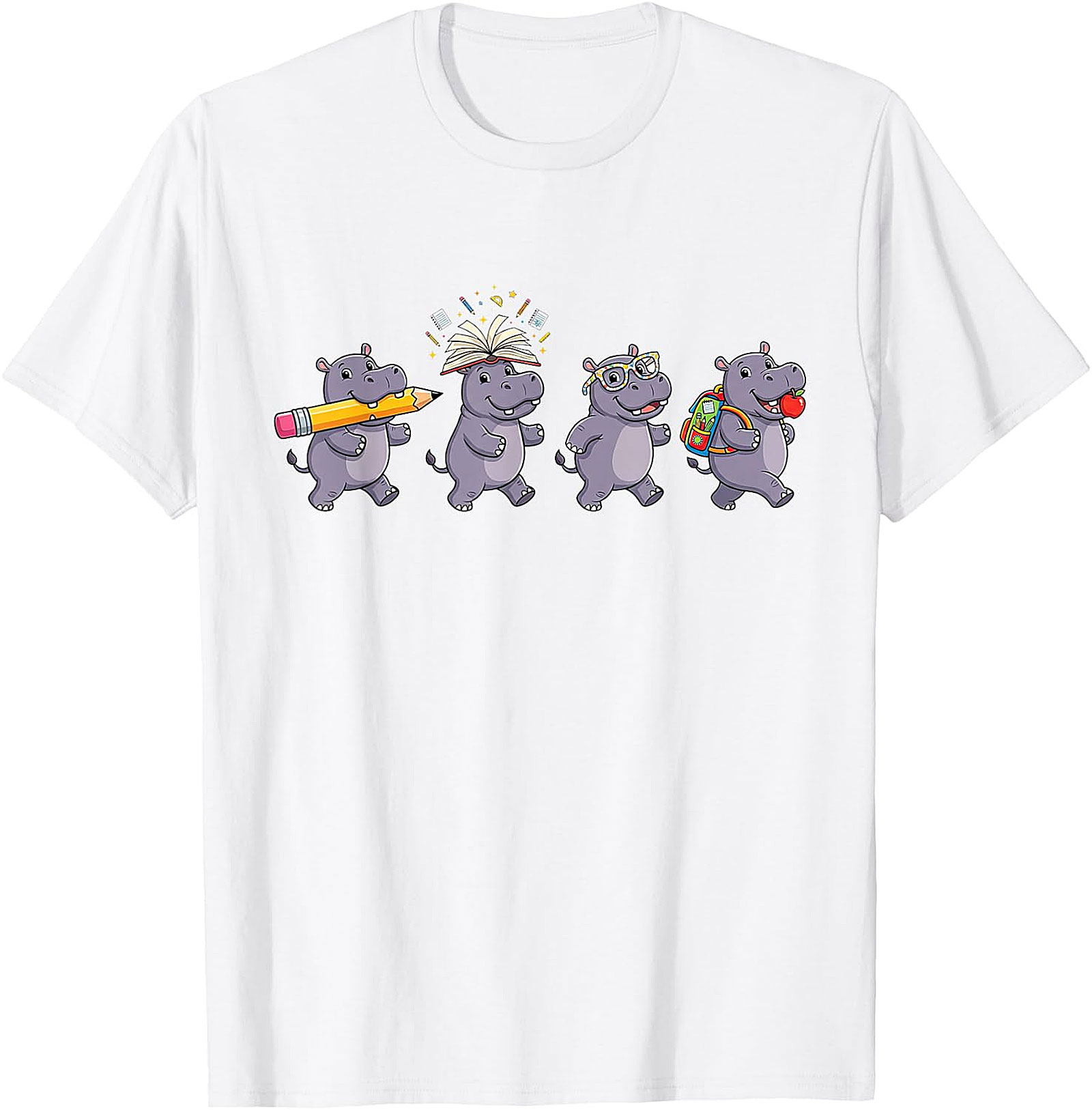 Funny Hippo Back to School T-Shirt | Teacher Student Gift