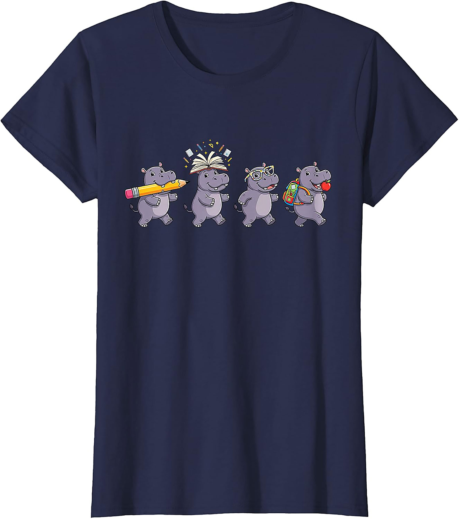 Funny Hippo Back to School T-Shirt | Teacher Student Gift