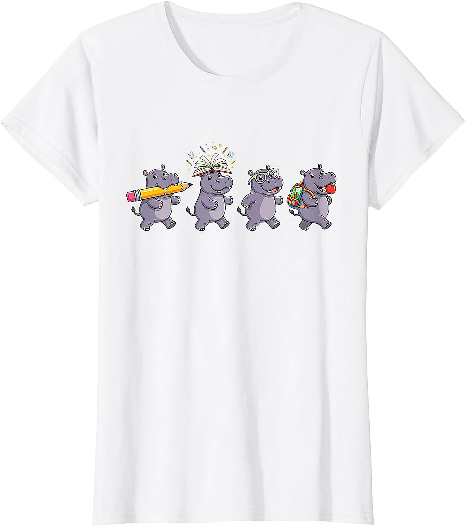 Funny Hippo Back to School T-Shirt | Teacher Student Gift
