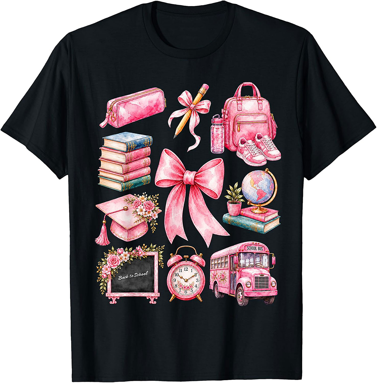 Pink School Supplies Tee | Back to School Shirt for Girls