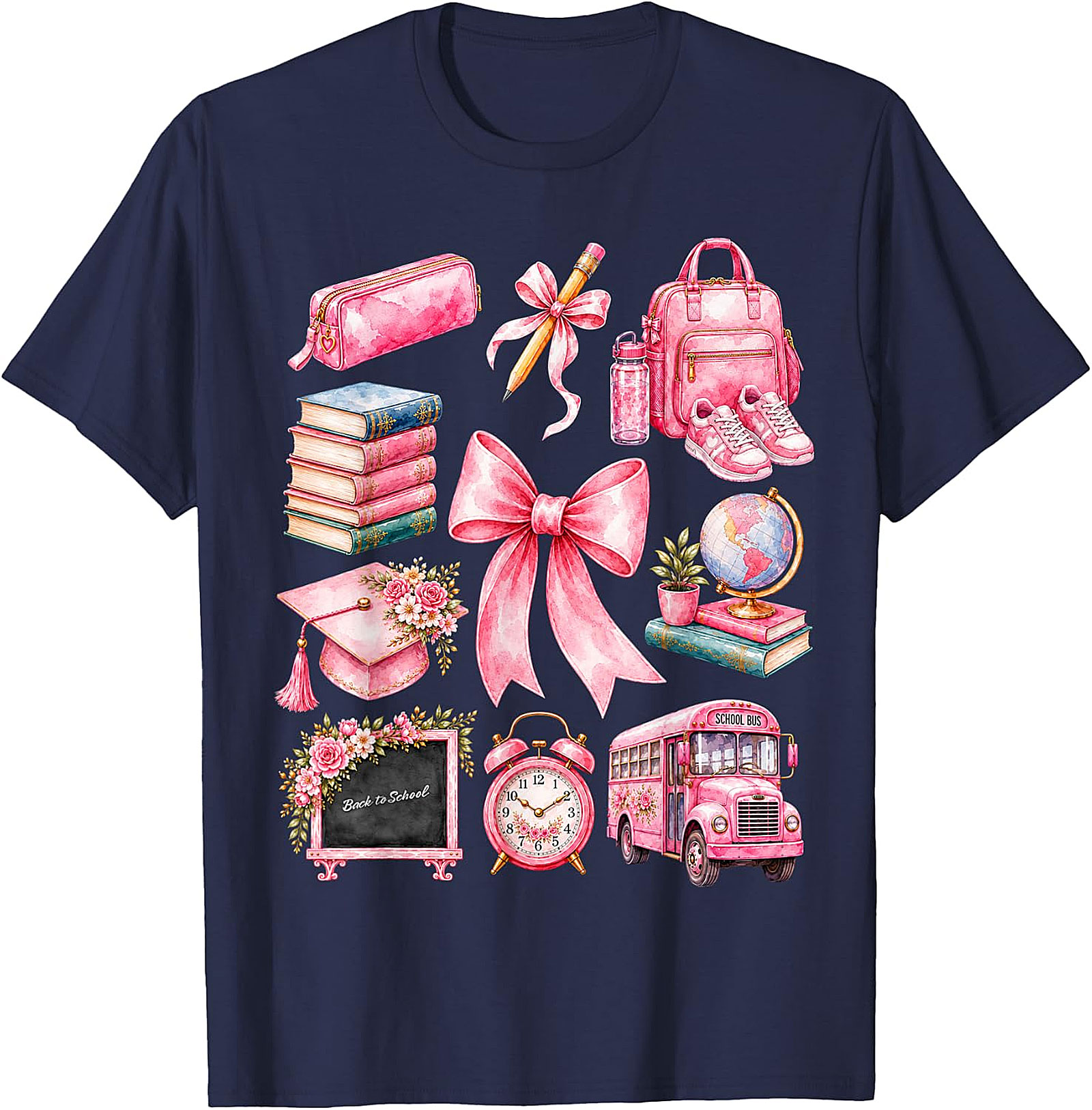 Pink School Supplies Tee | Back to School Shirt for Girls