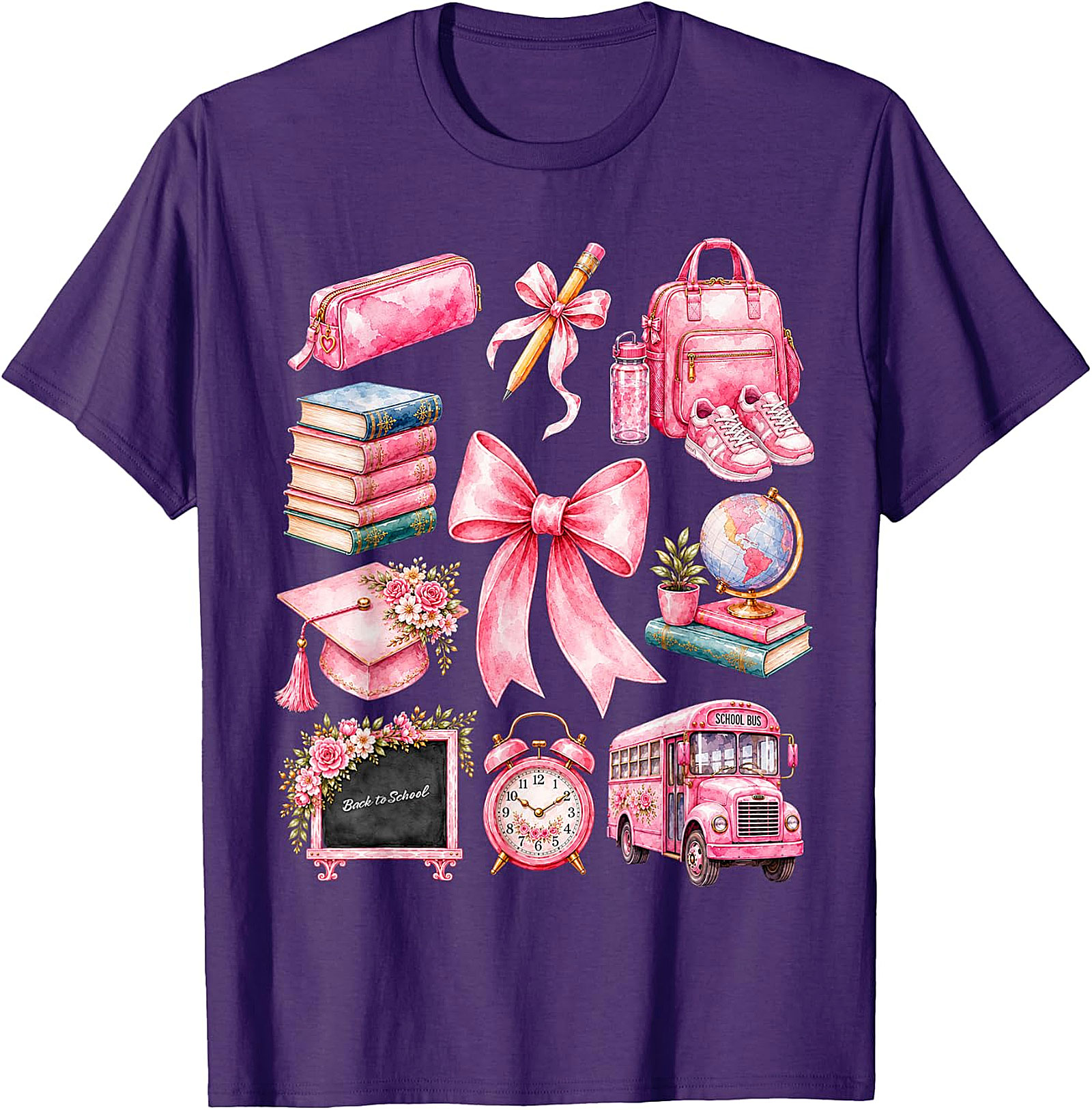 Pink School Supplies Tee | Back to School Shirt for Girls