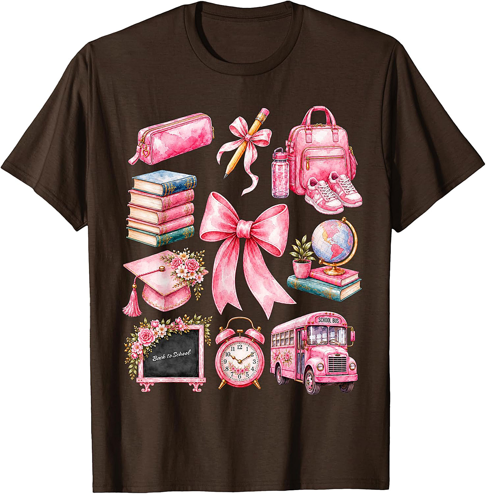 Pink School Supplies Tee | Back to School Shirt for Girls