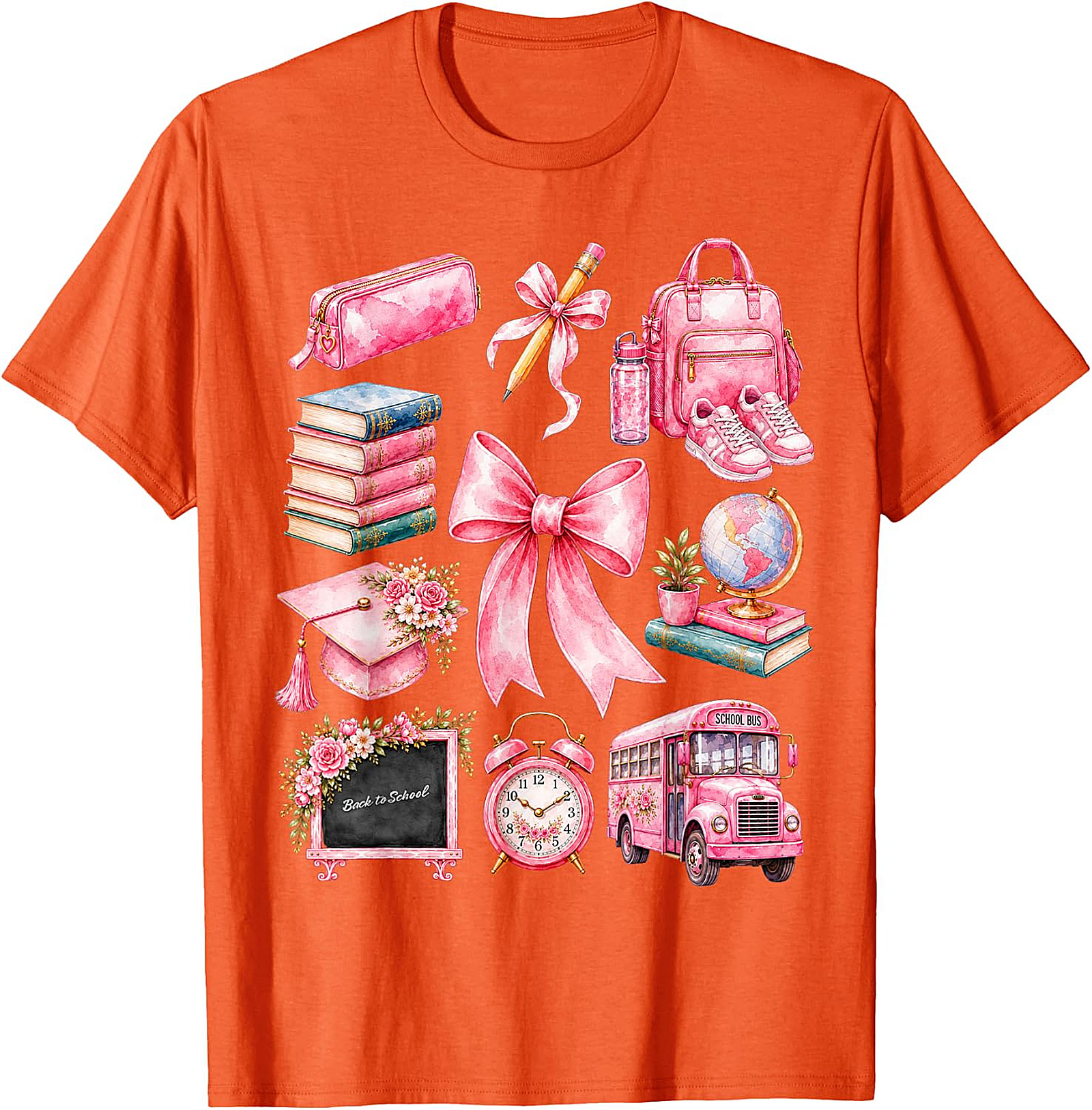 Pink School Supplies Tee | Back to School Shirt for Girls