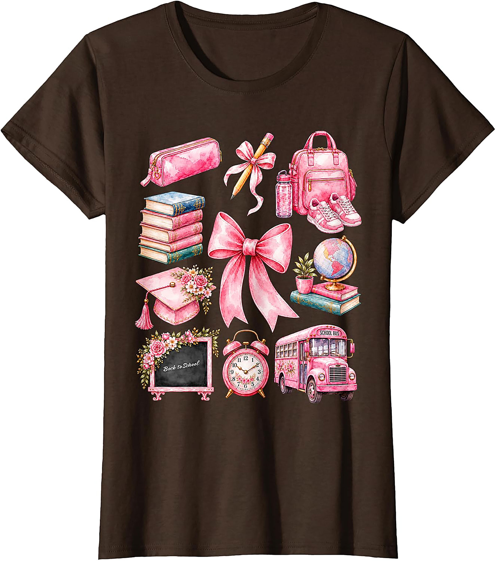 Pink School Supplies Tee | Back to School Shirt for Girls
