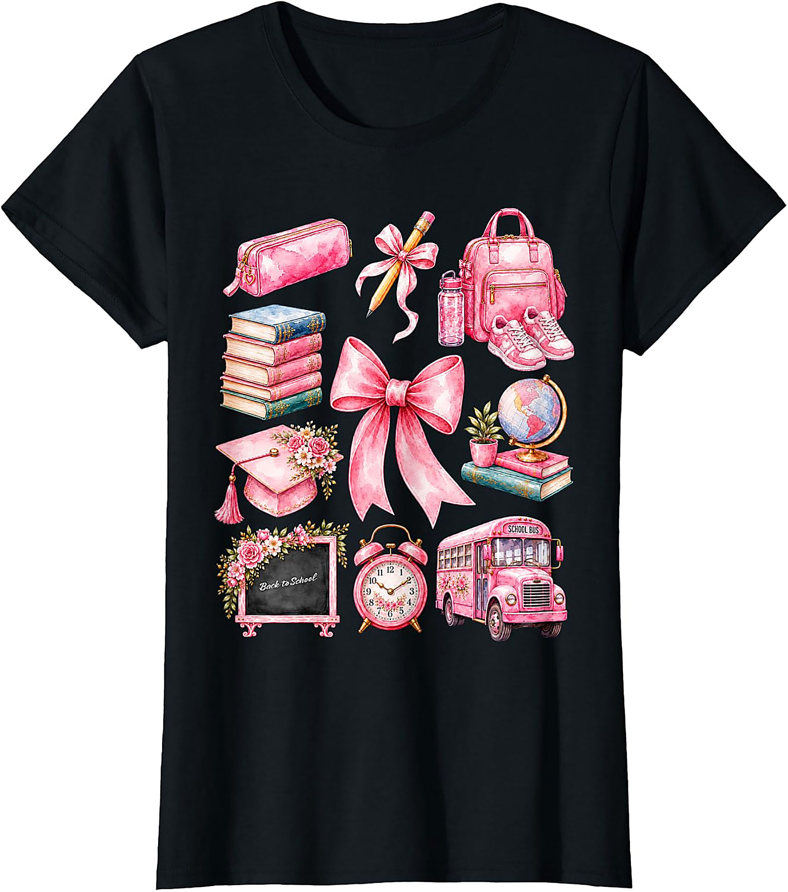 Pink School Supplies Tee | Back to School Shirt for Girls