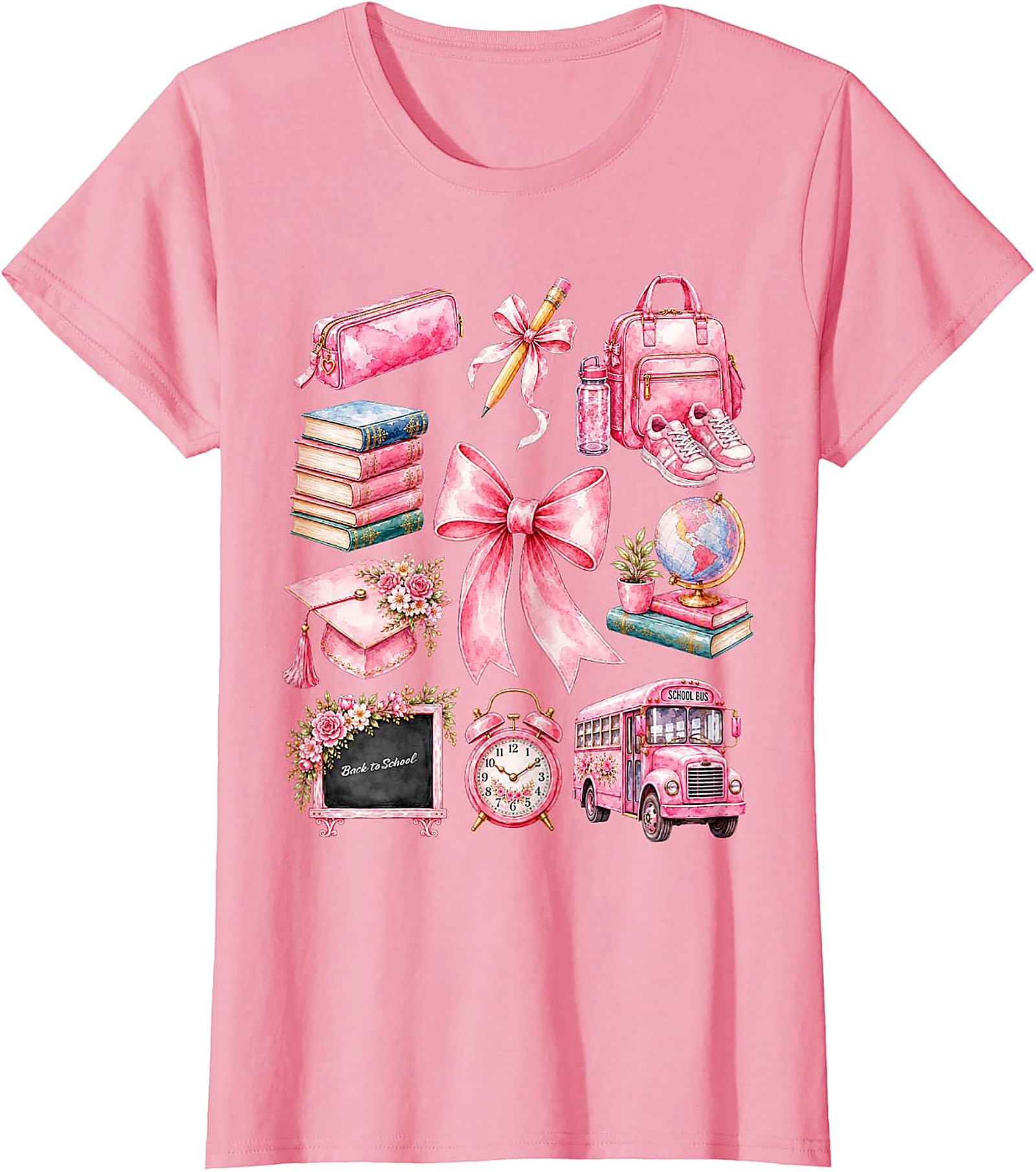 Pink School Supplies Tee | Back to School Shirt for Girls