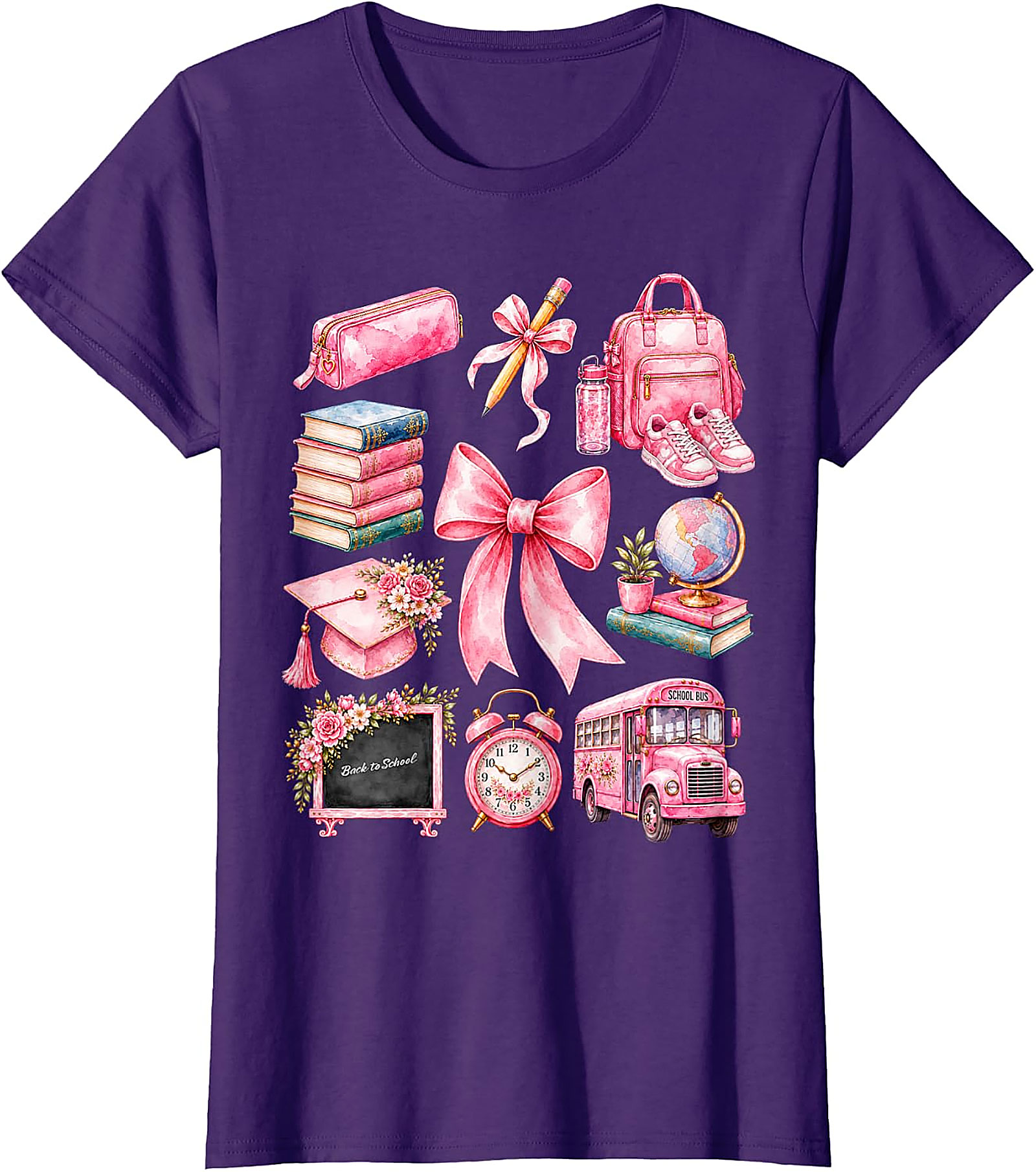 Pink School Supplies Tee | Back to School Shirt for Girls