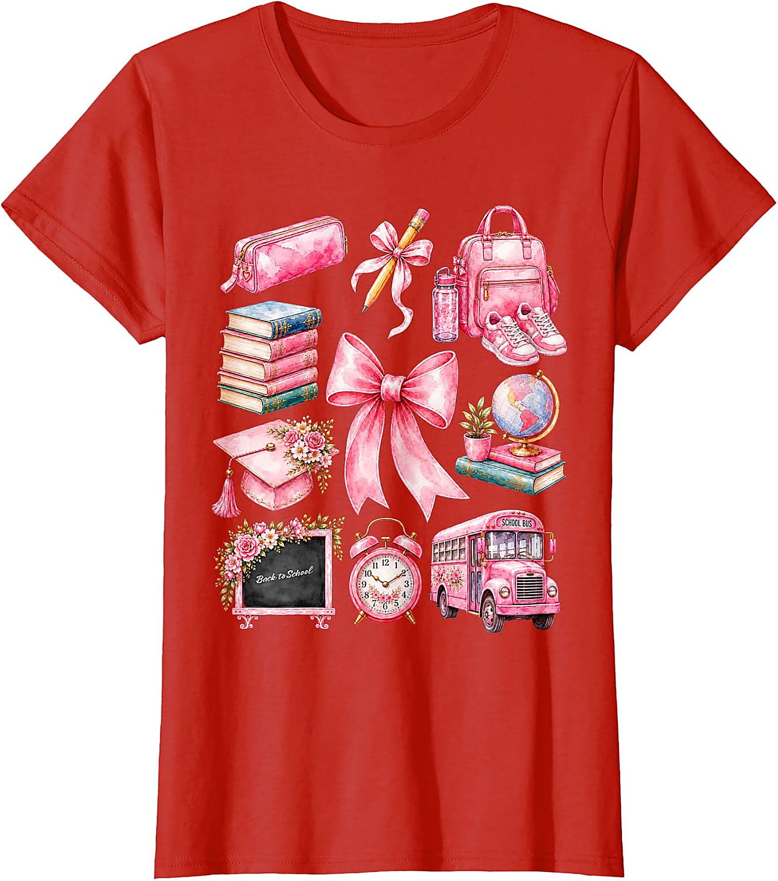 Pink School Supplies Tee | Back to School Shirt for Girls
