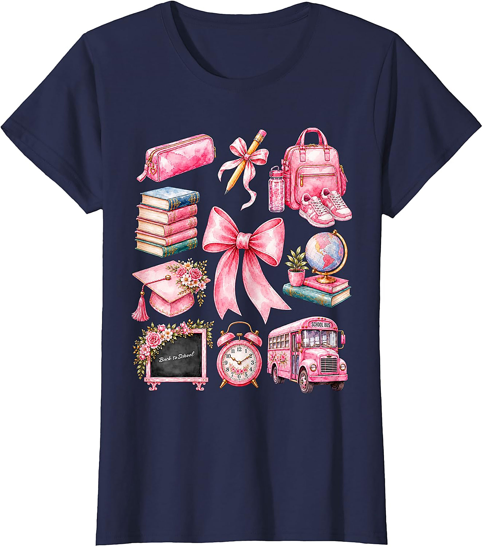 Pink School Supplies Tee | Back to School Shirt for Girls