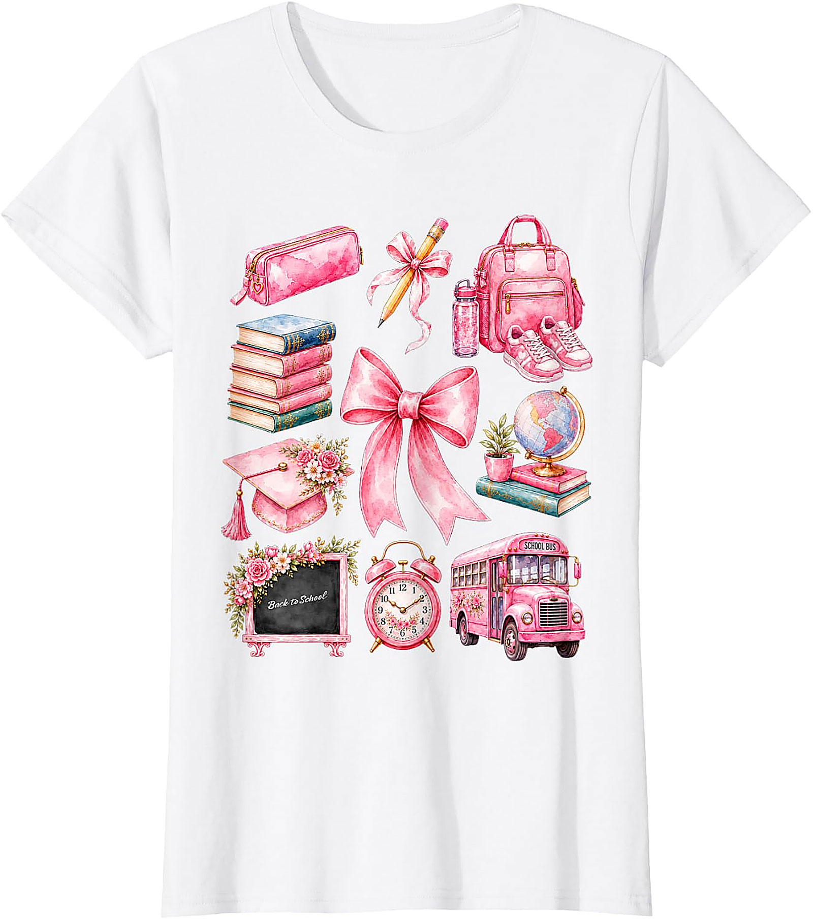 Pink School Supplies Tee | Back to School Shirt for Girls