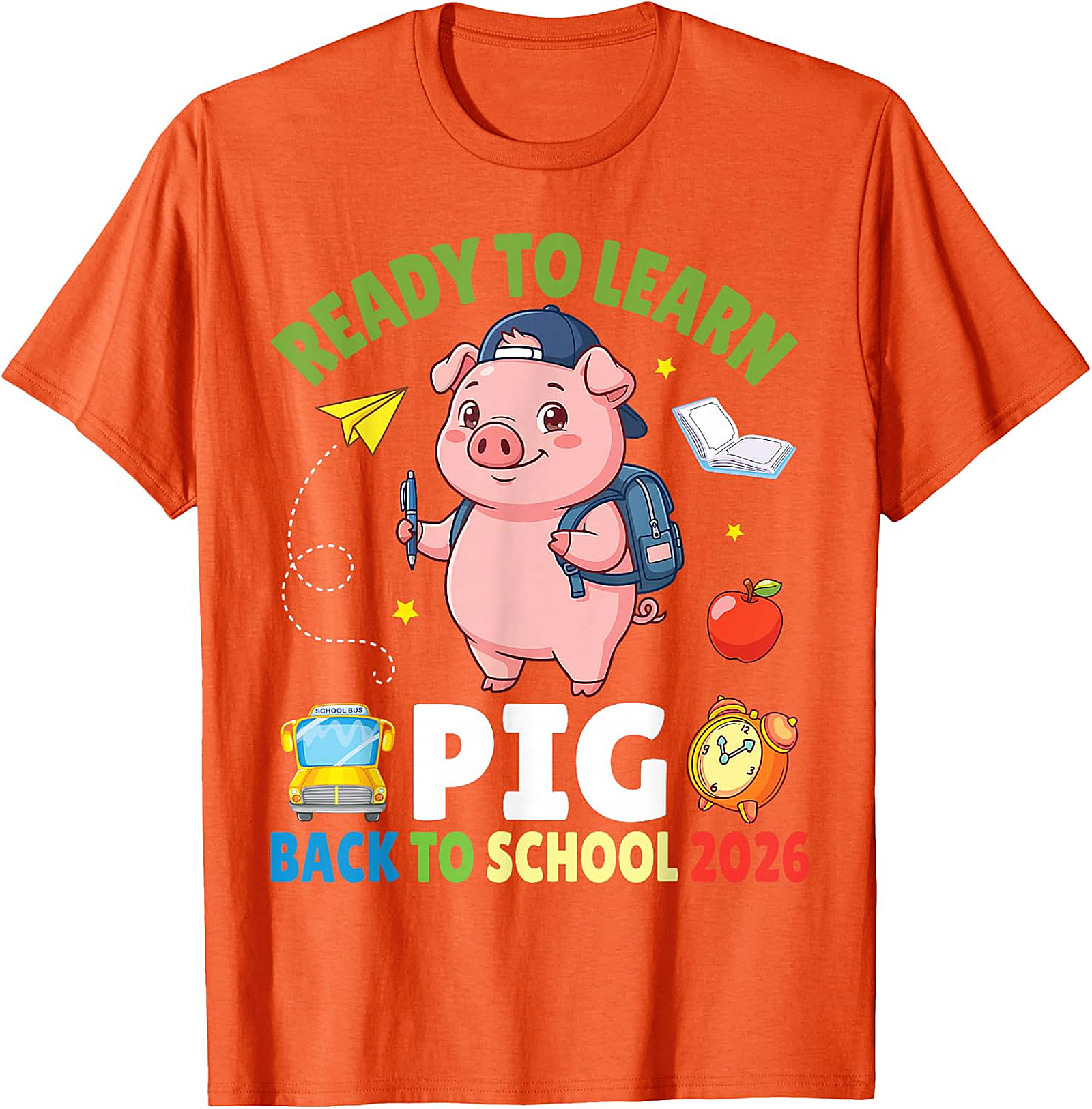 Ready to Learn Pig Back to School 2026 T-Shirt for Kids