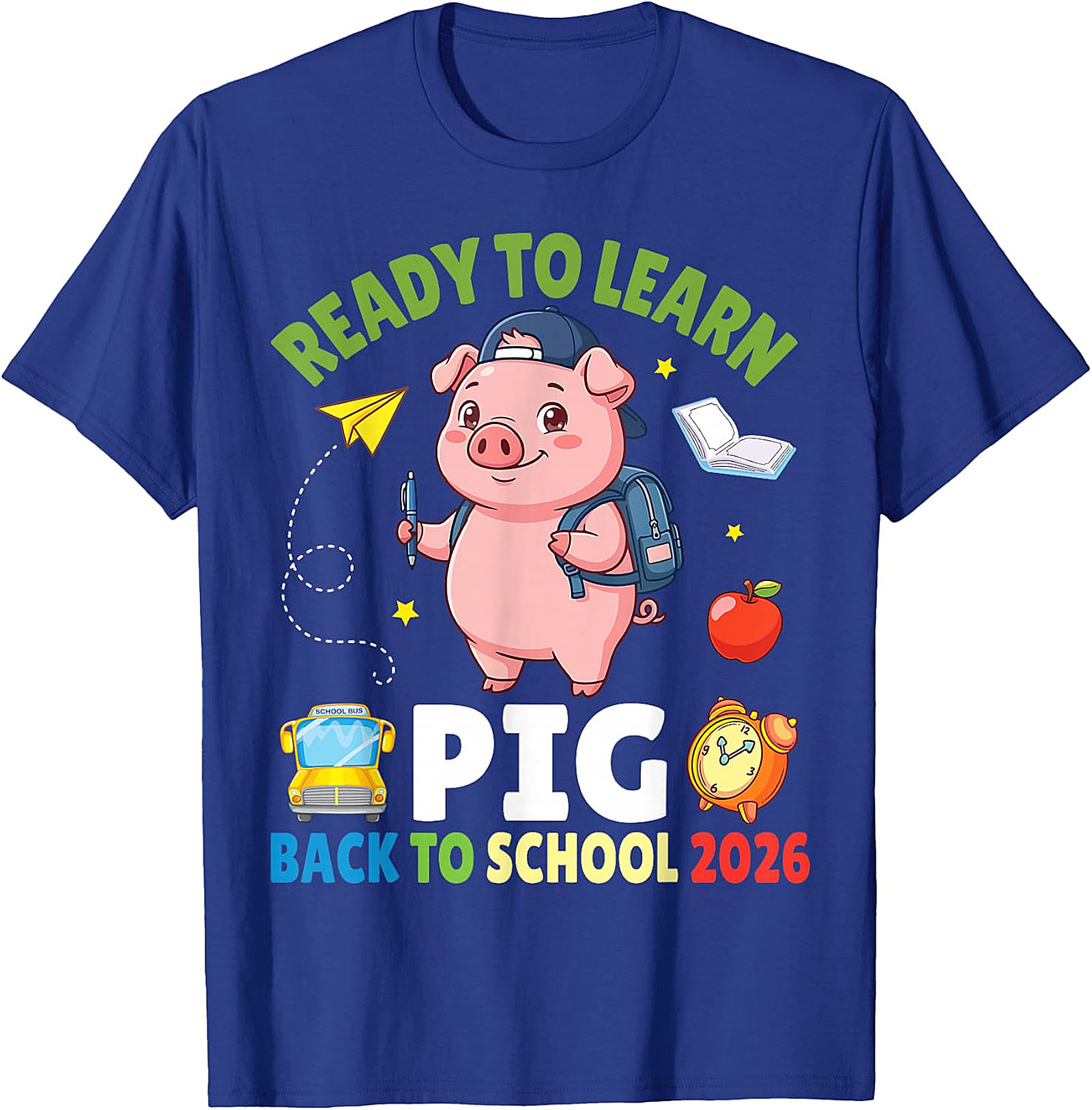 Ready to Learn Pig Back to School 2026 T-Shirt for Kids