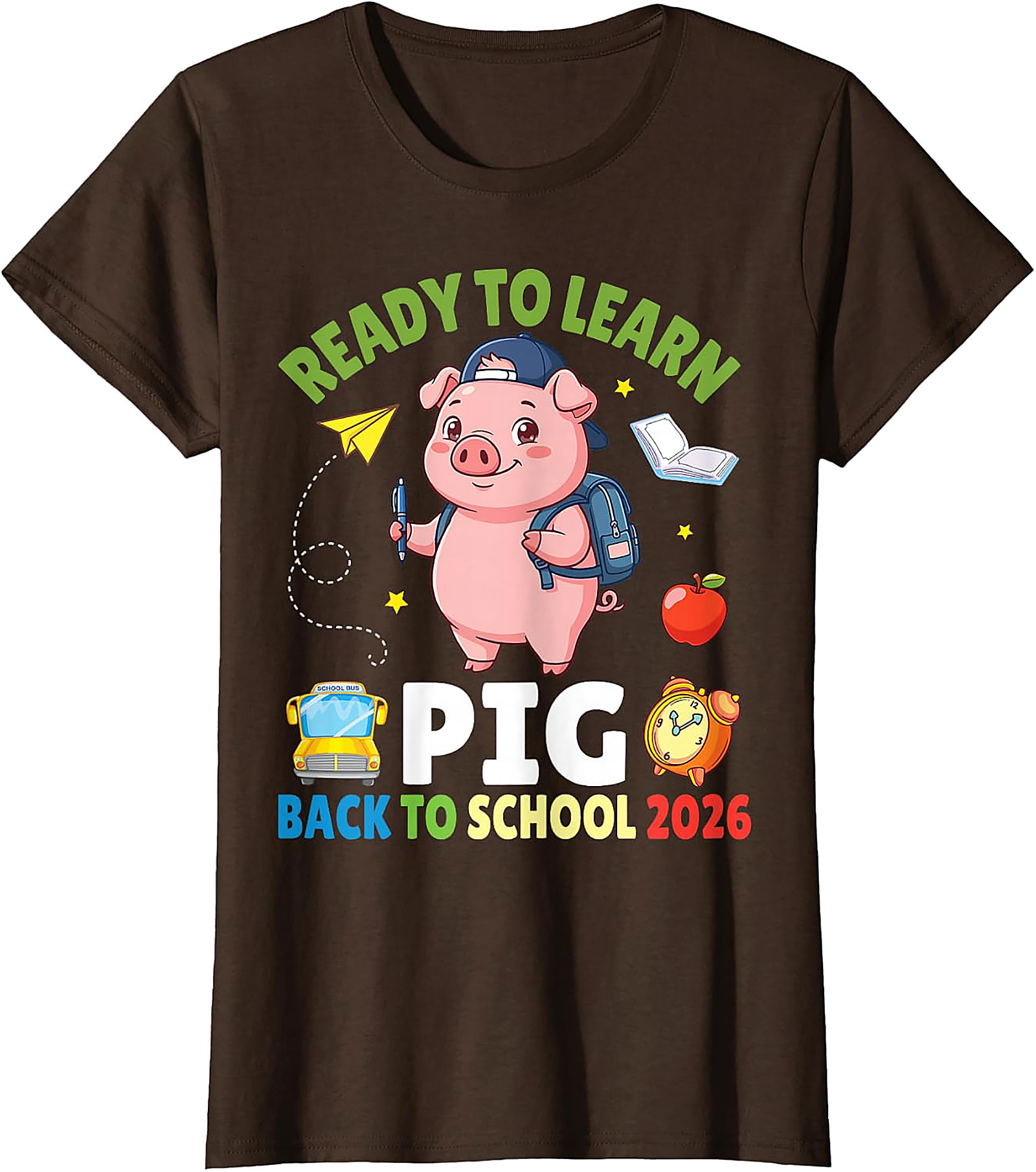 Ready to Learn Pig Back to School 2026 T-Shirt for Kids