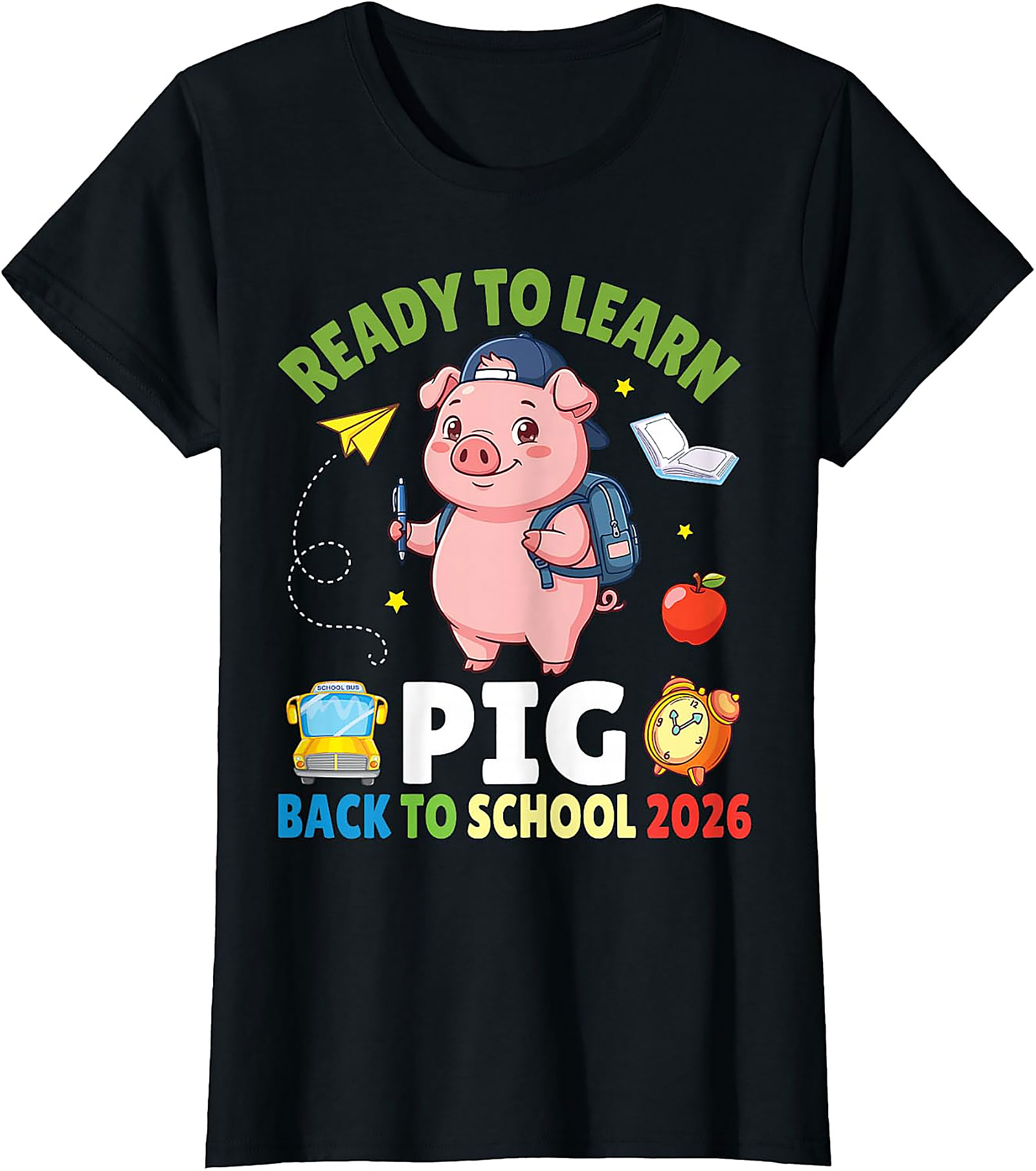 Ready to Learn Pig Back to School 2026 T-Shirt for Kids