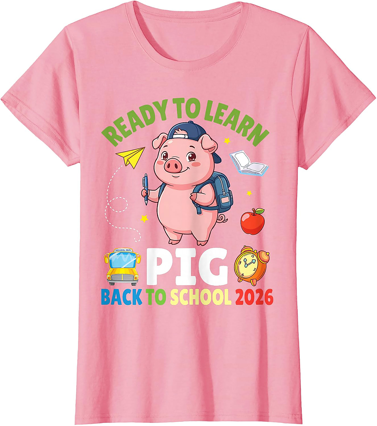 Ready to Learn Pig Back to School 2026 T-Shirt for Kids