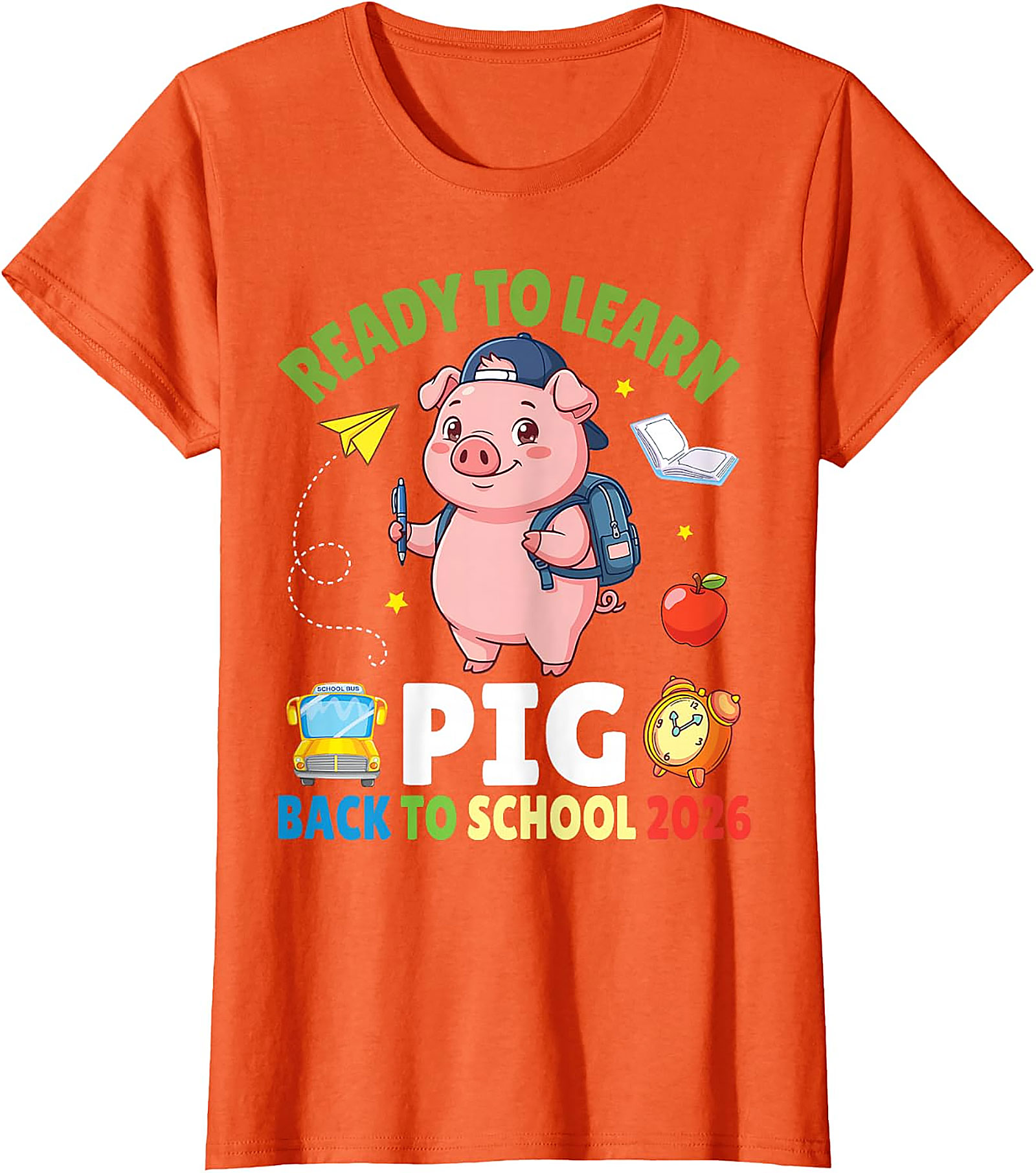 Ready to Learn Pig Back to School 2026 T-Shirt for Kids