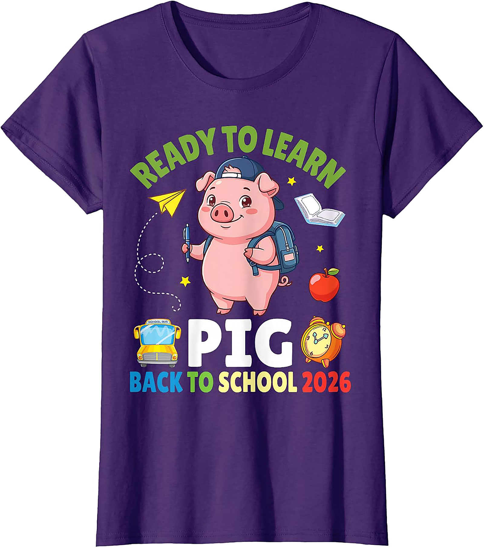 Ready to Learn Pig Back to School 2026 T-Shirt for Kids