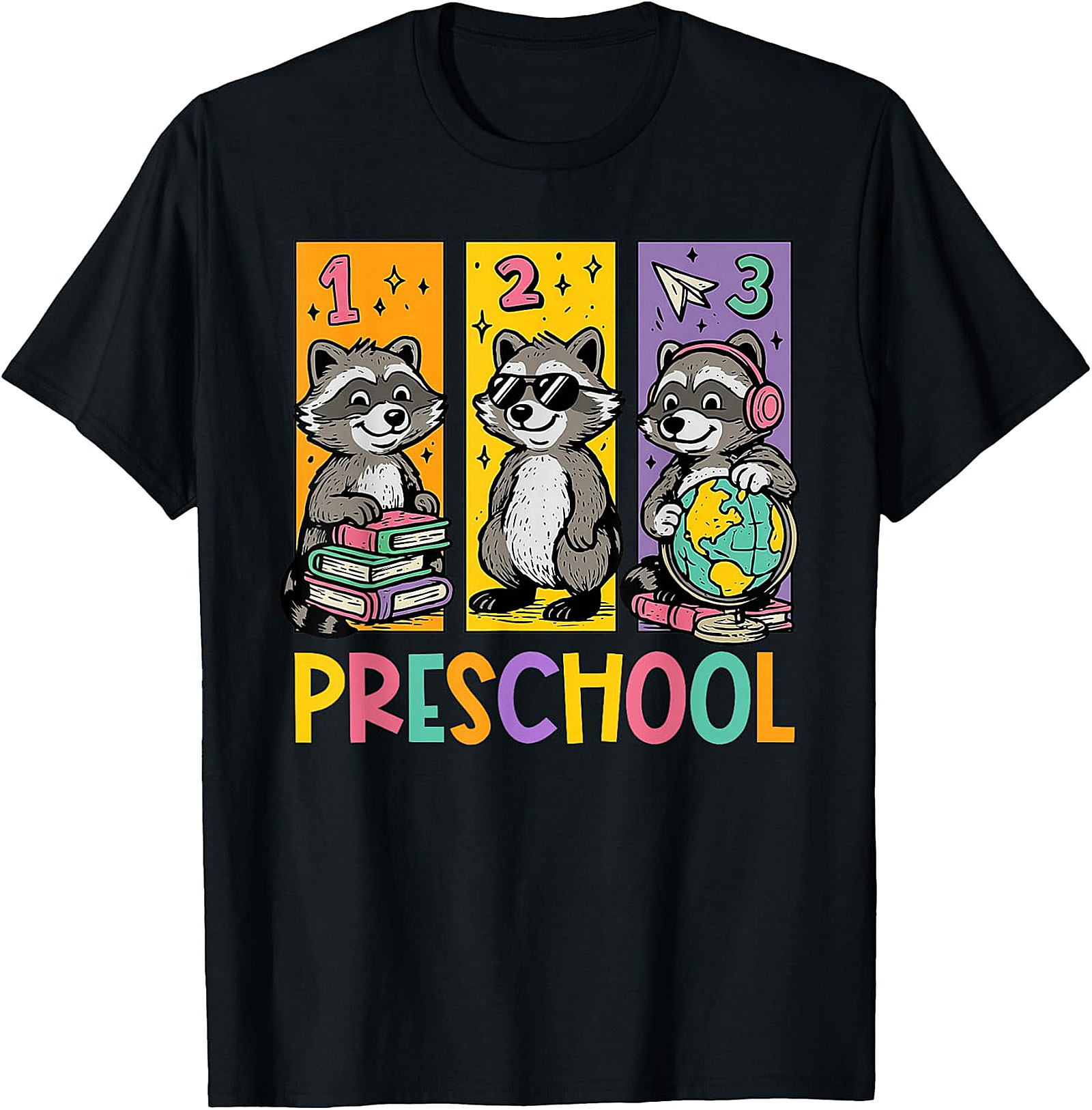 Funny Raccoon Preschool Kids T-Shirt | Back to School Tee