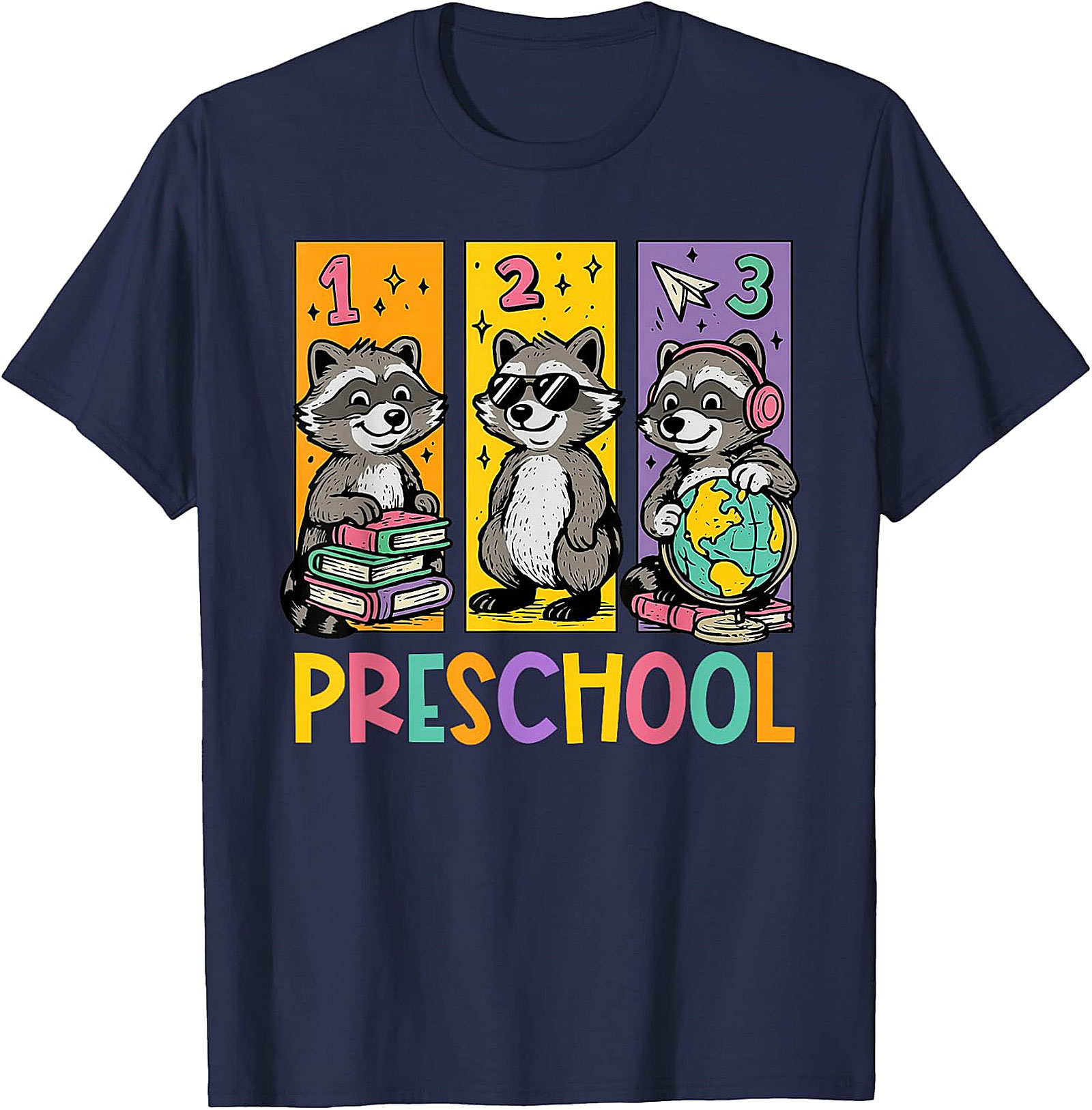 Funny Raccoon Preschool Kids T-Shirt | Back to School Tee