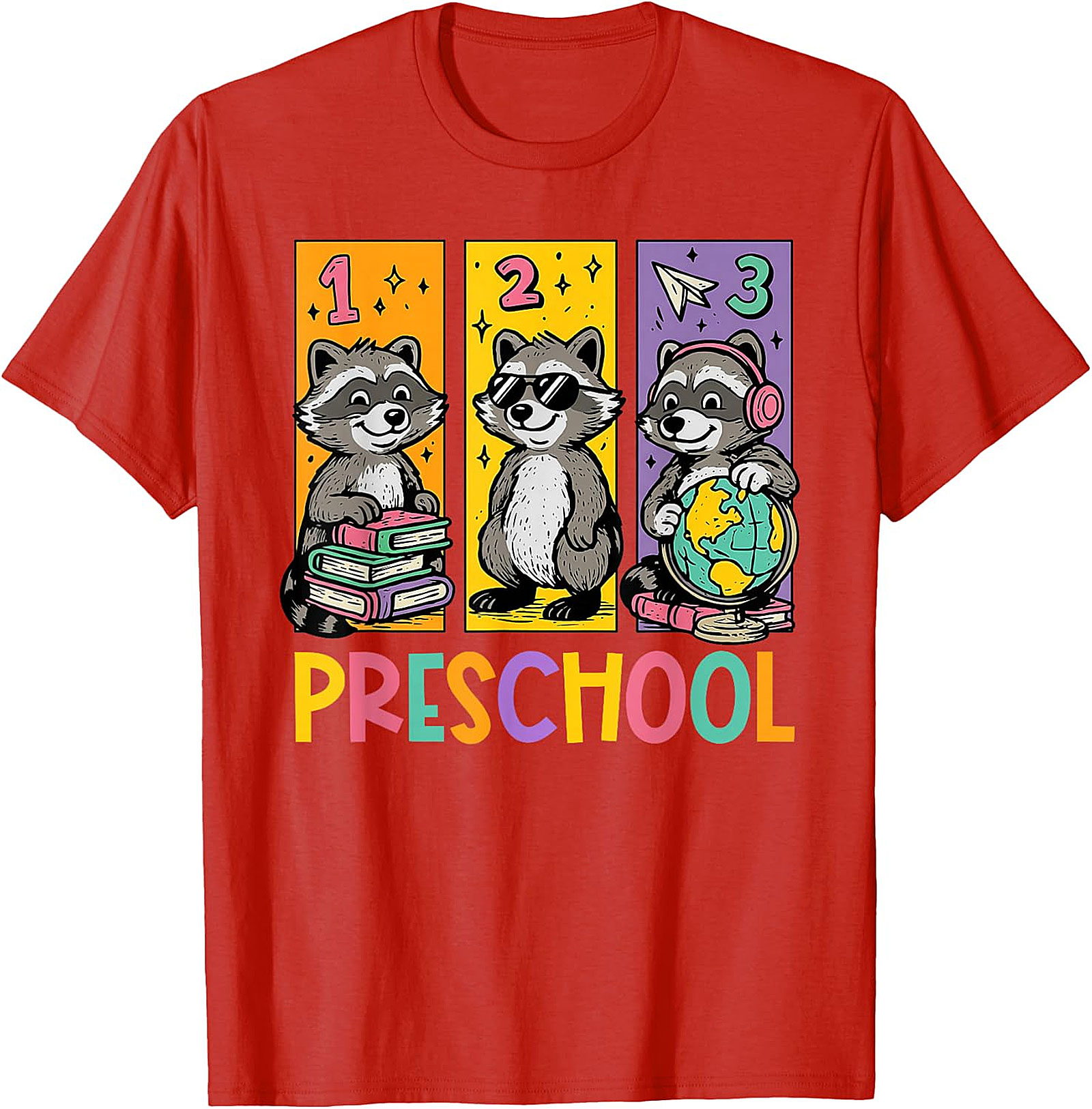 Funny Raccoon Preschool Kids T-Shirt | Back to School Tee