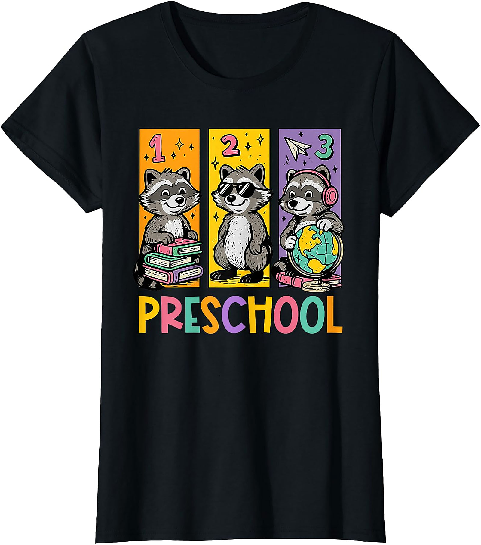 Funny Raccoon Preschool Kids T-Shirt | Back to School Tee