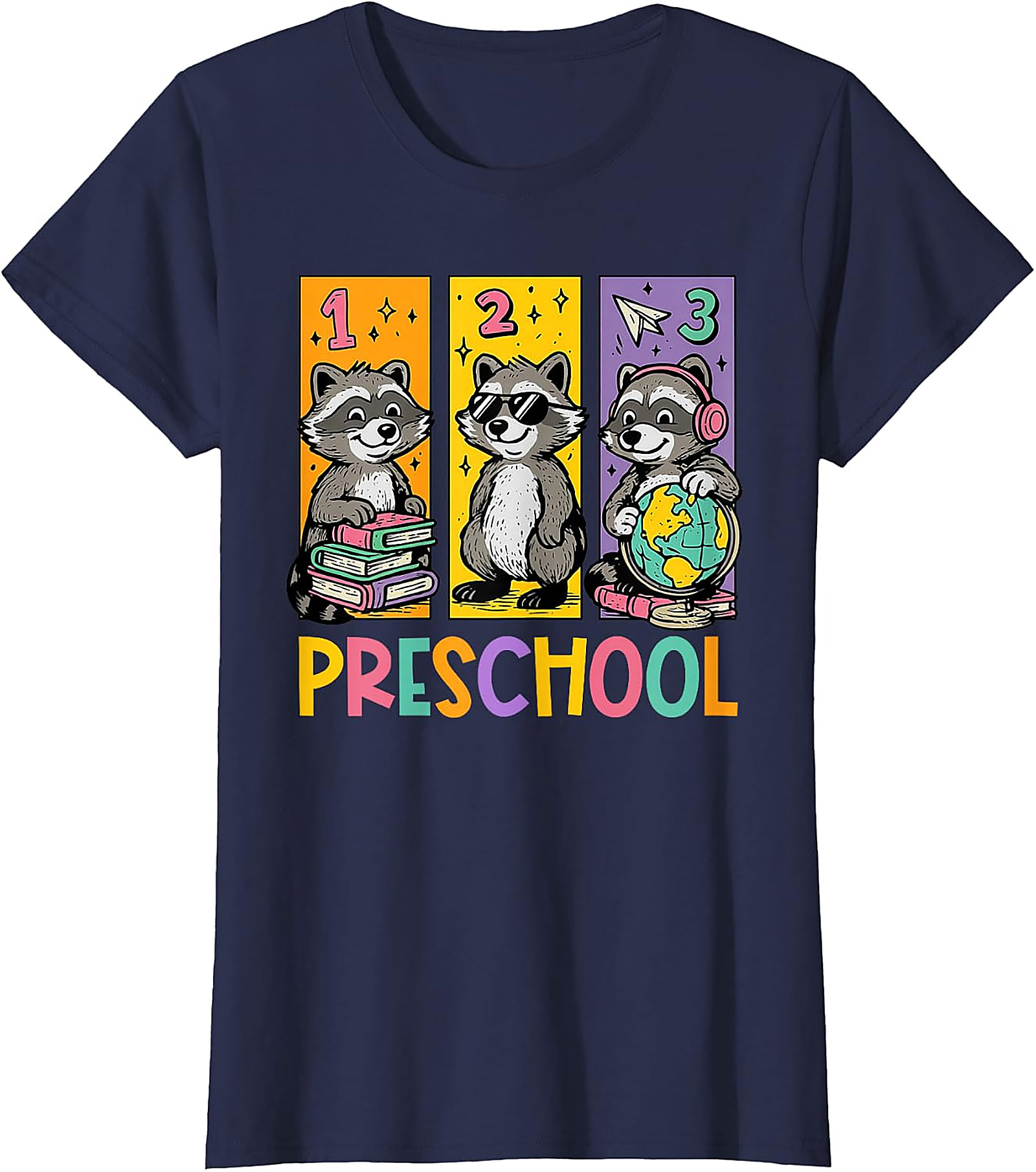 Funny Raccoon Preschool Kids T-Shirt | Back to School Tee