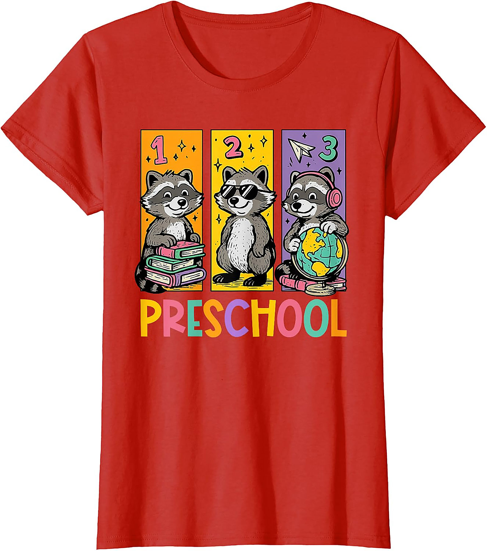 Funny Raccoon Preschool Kids T-Shirt | Back to School Tee