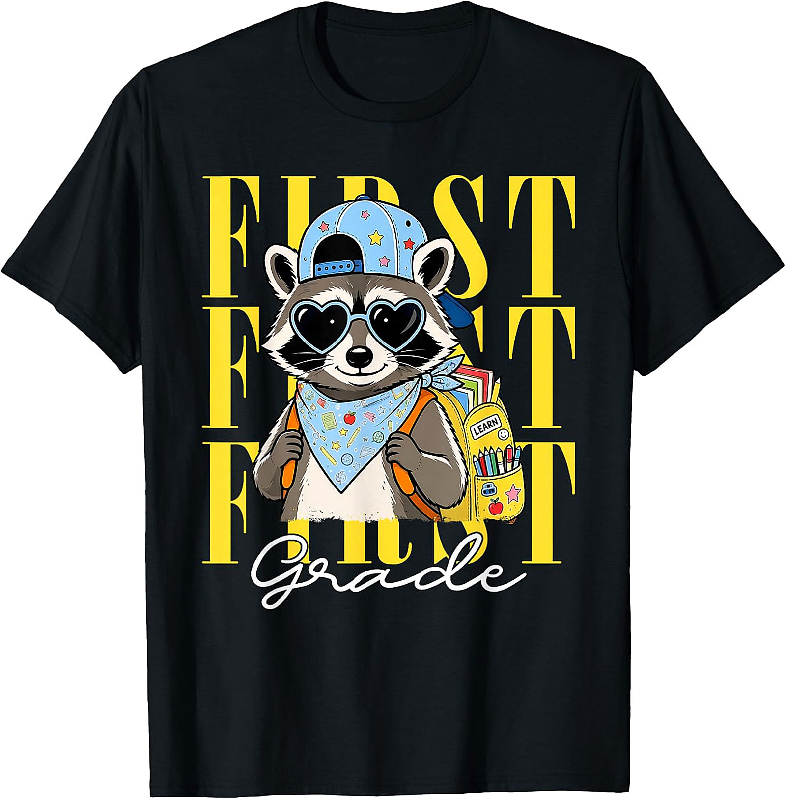 Funny Raccoon First Grade T-Shirt | Back to School Tee